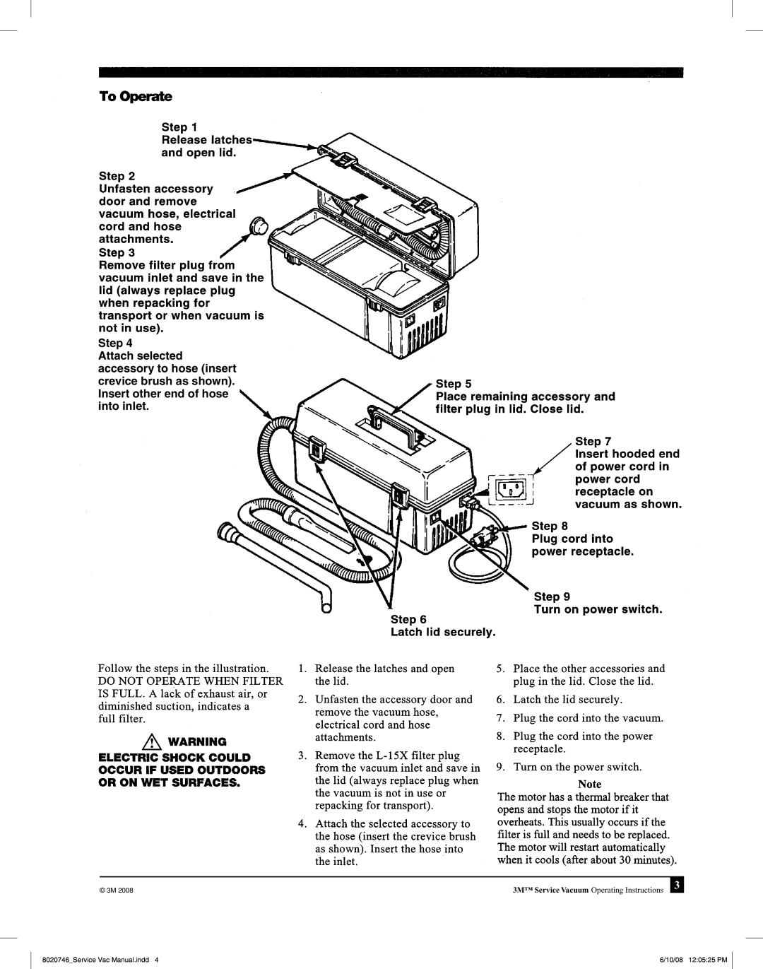 3M operating instructions 8020746Service Vac Manual.indd 10/08 120525 PM 