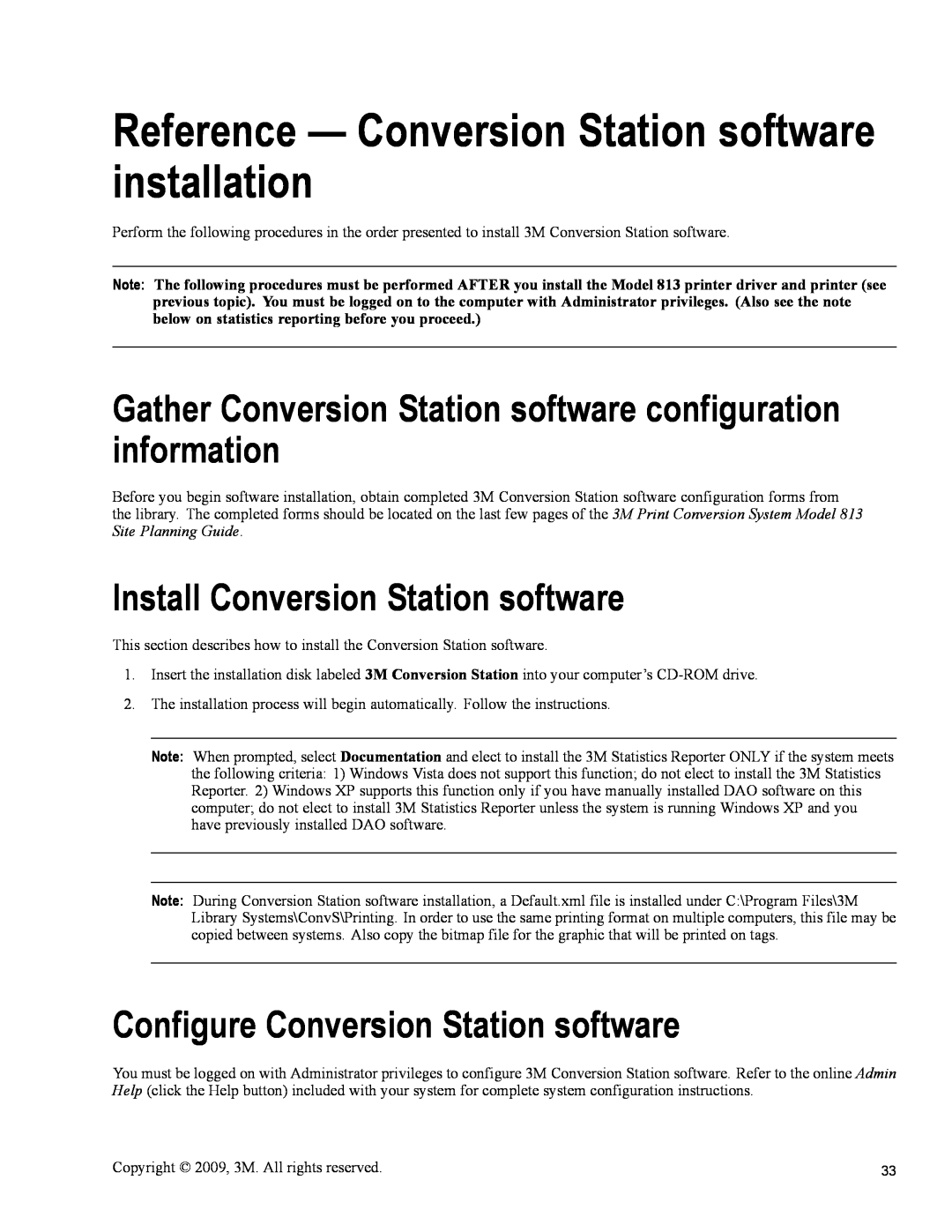 3M 813 Reference - Conversion Station software installation, Gather Conversion Station software configuration information 