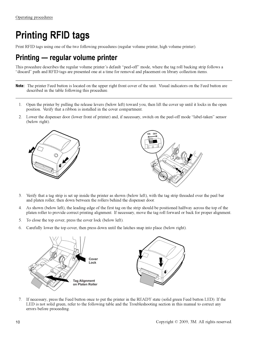 3M 813 owner manual Printing Rfid tags, Printing regular volume printer 