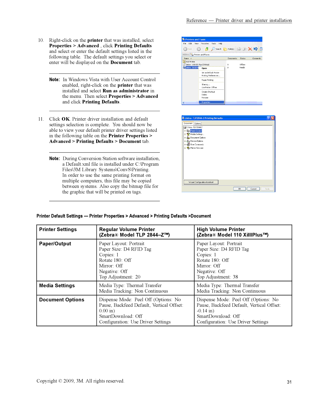 3M 813 owner manual Media Settings, Document Options 