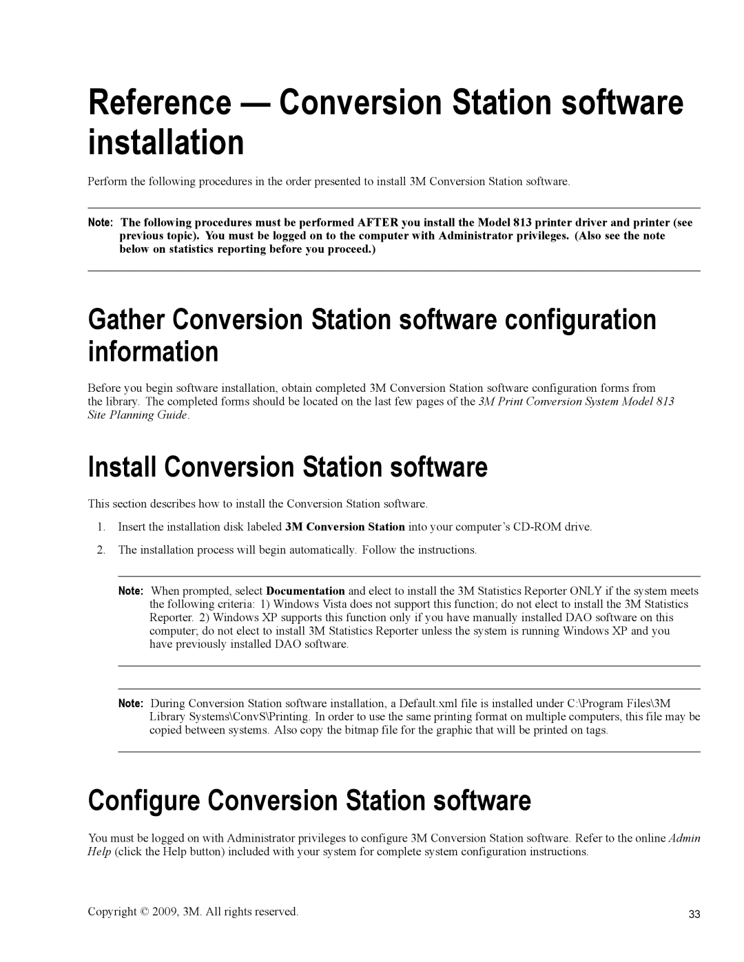 3M 813 owner manual Reference Conversion Station software installation, Install Conversion Station software 