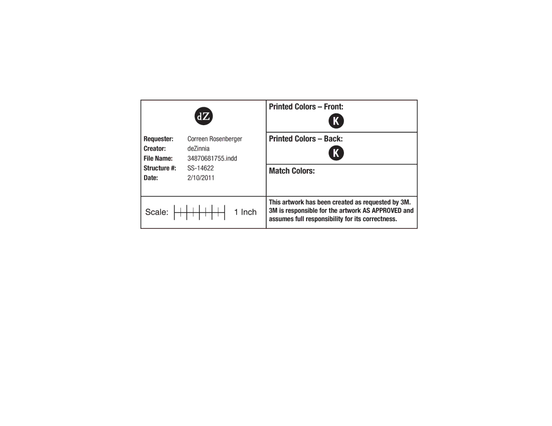 3M 8190 warranty Requester Correen Rosenberger, Creator DeZinnia File Name Indd Structure # SS-14622, Date 