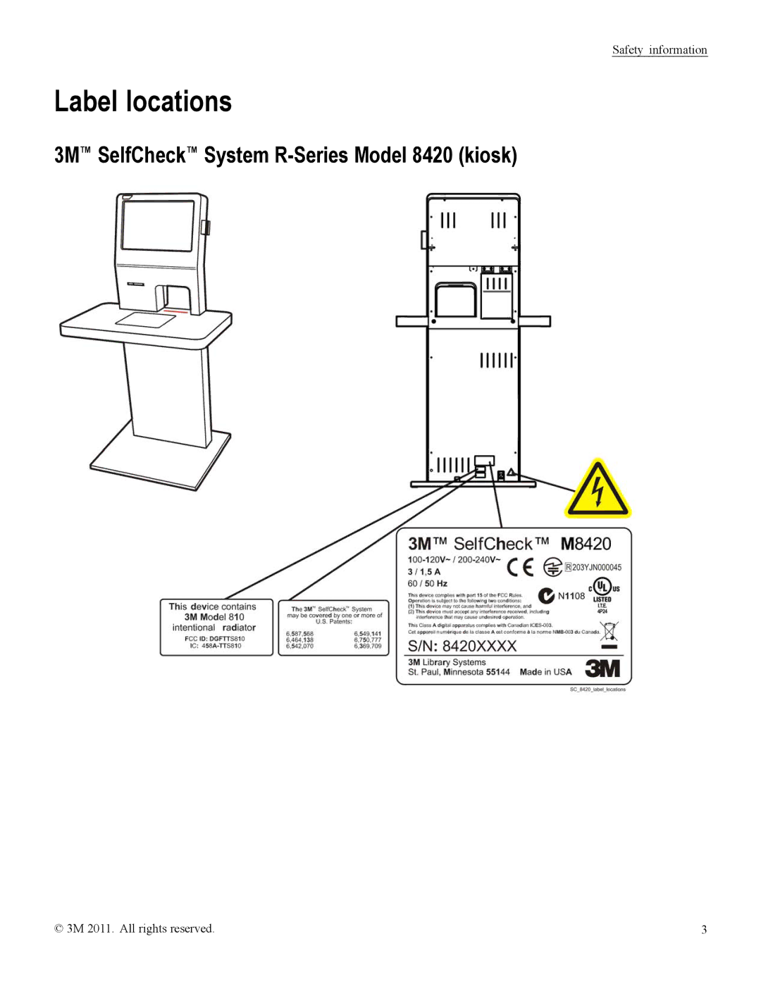 3M 8420, 8422 owner manual Label locations 