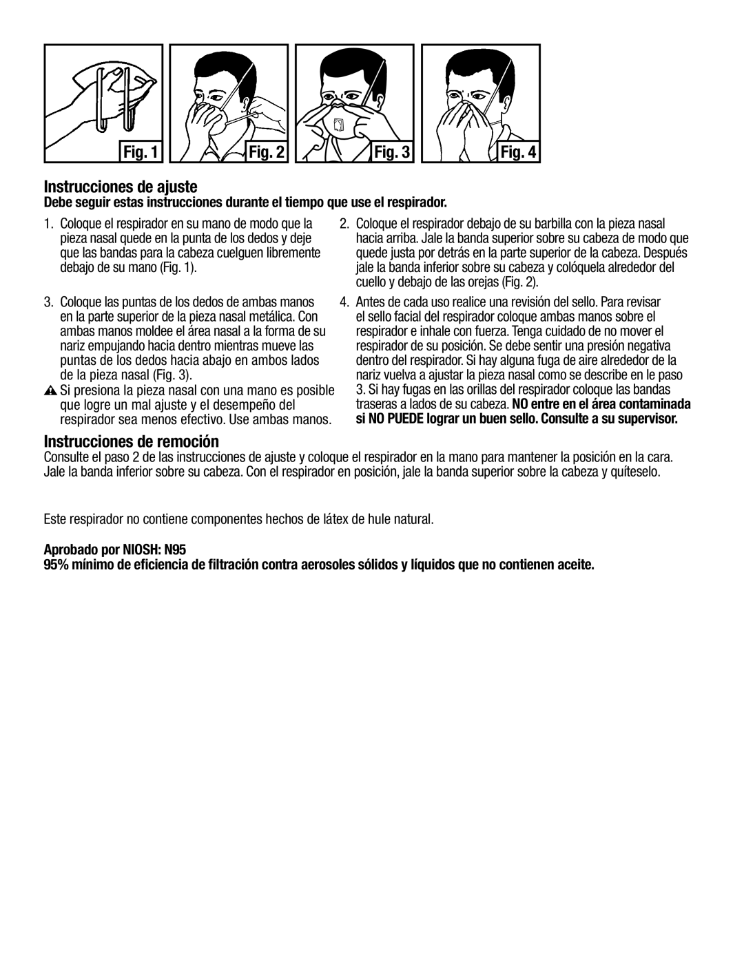 3M 8211, 8511, 7185 manual Instrucciones de ajuste, Instrucciones de remoción 