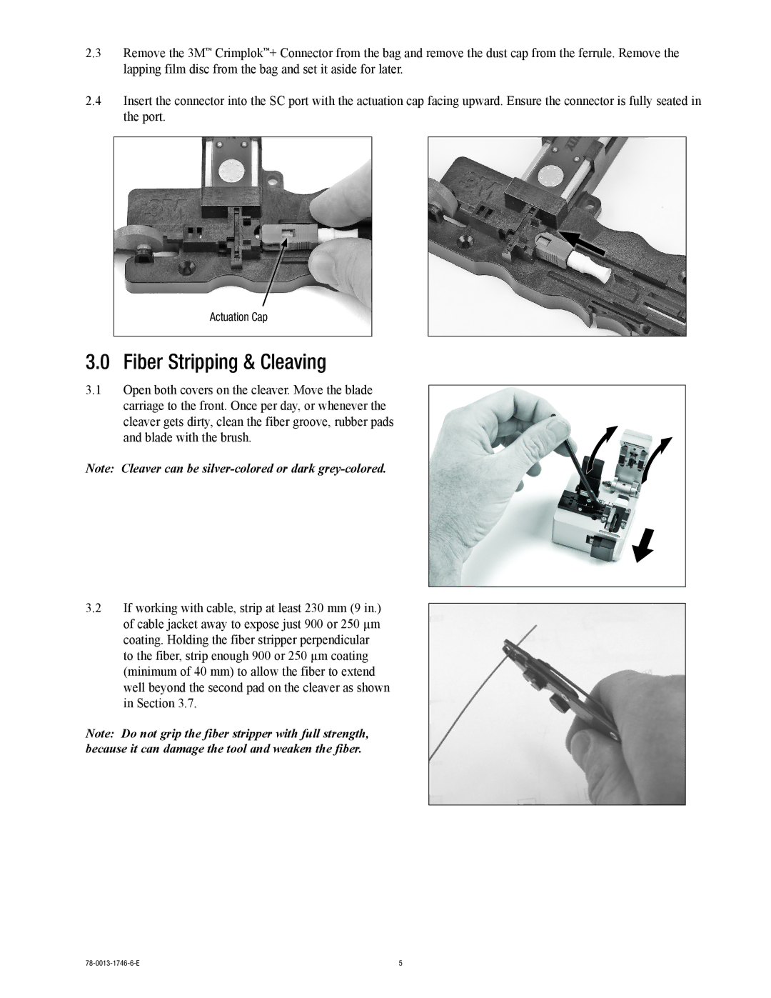 3M 8700-UPC, SC 250/900m, 6700-50/LOMMF SC 50 m LOMMF 250/900 m manual Fiber Stripping & Cleaving, Actuation Cap 