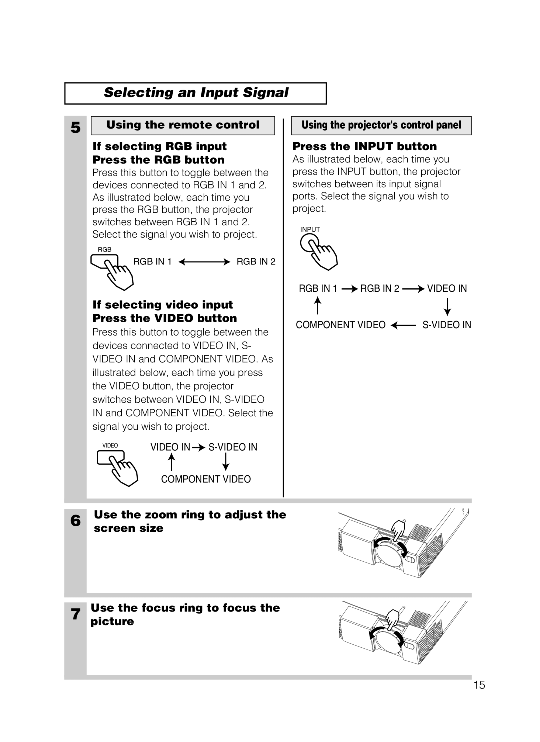 3M 8749 manual Selecting an Input Signal 