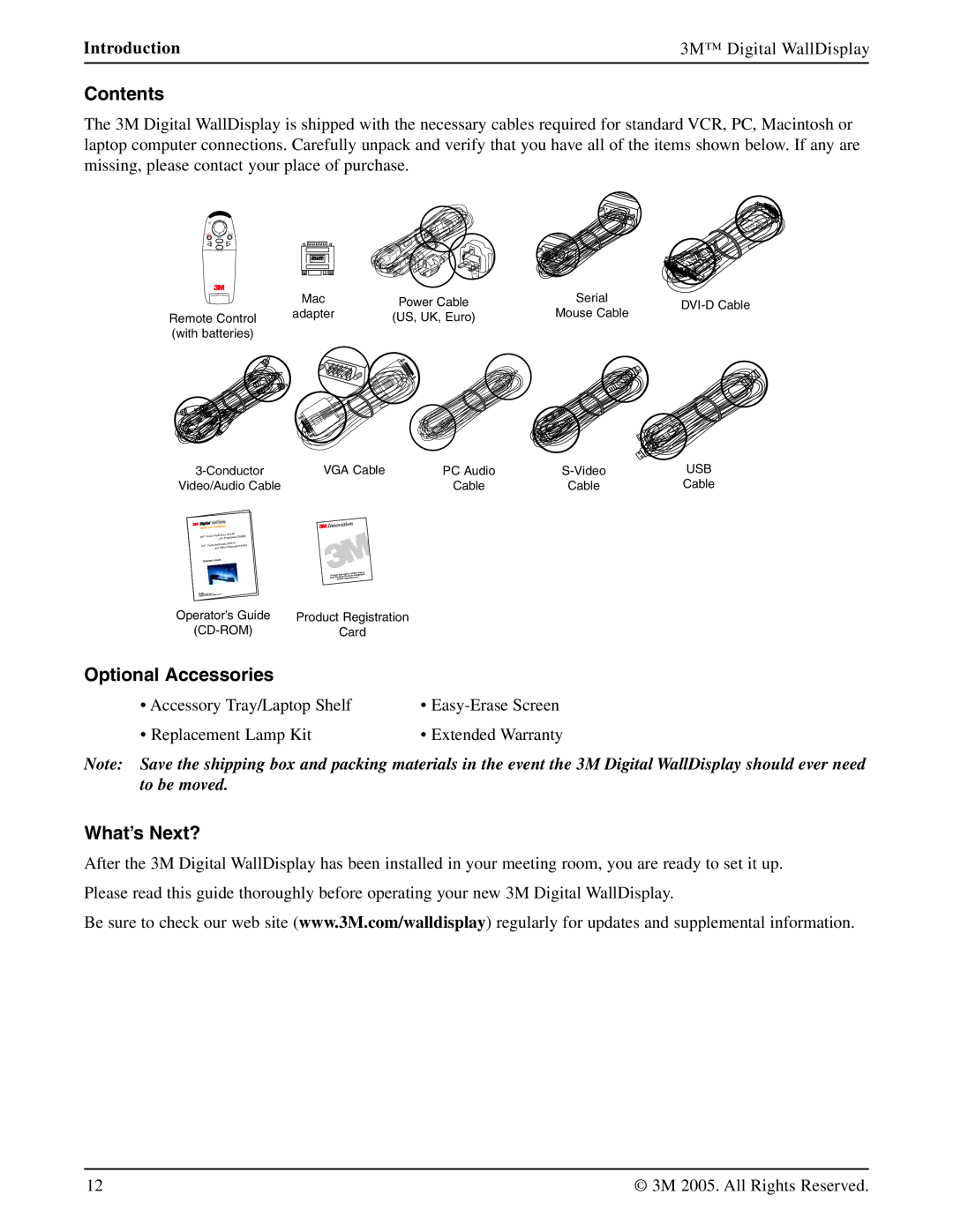 3M 9000PD manual Contents, Optional Accessories, What’s Next? 