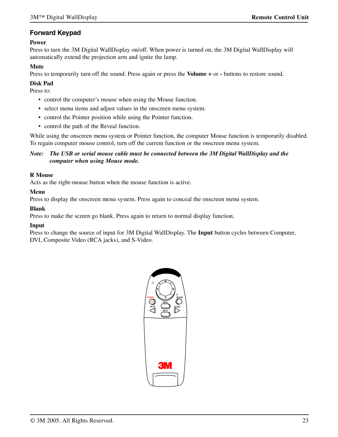 3M 9000PD manual Forward Keypad 