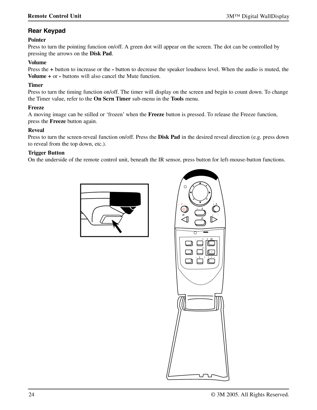 3M 9000PD manual Rear Keypad 