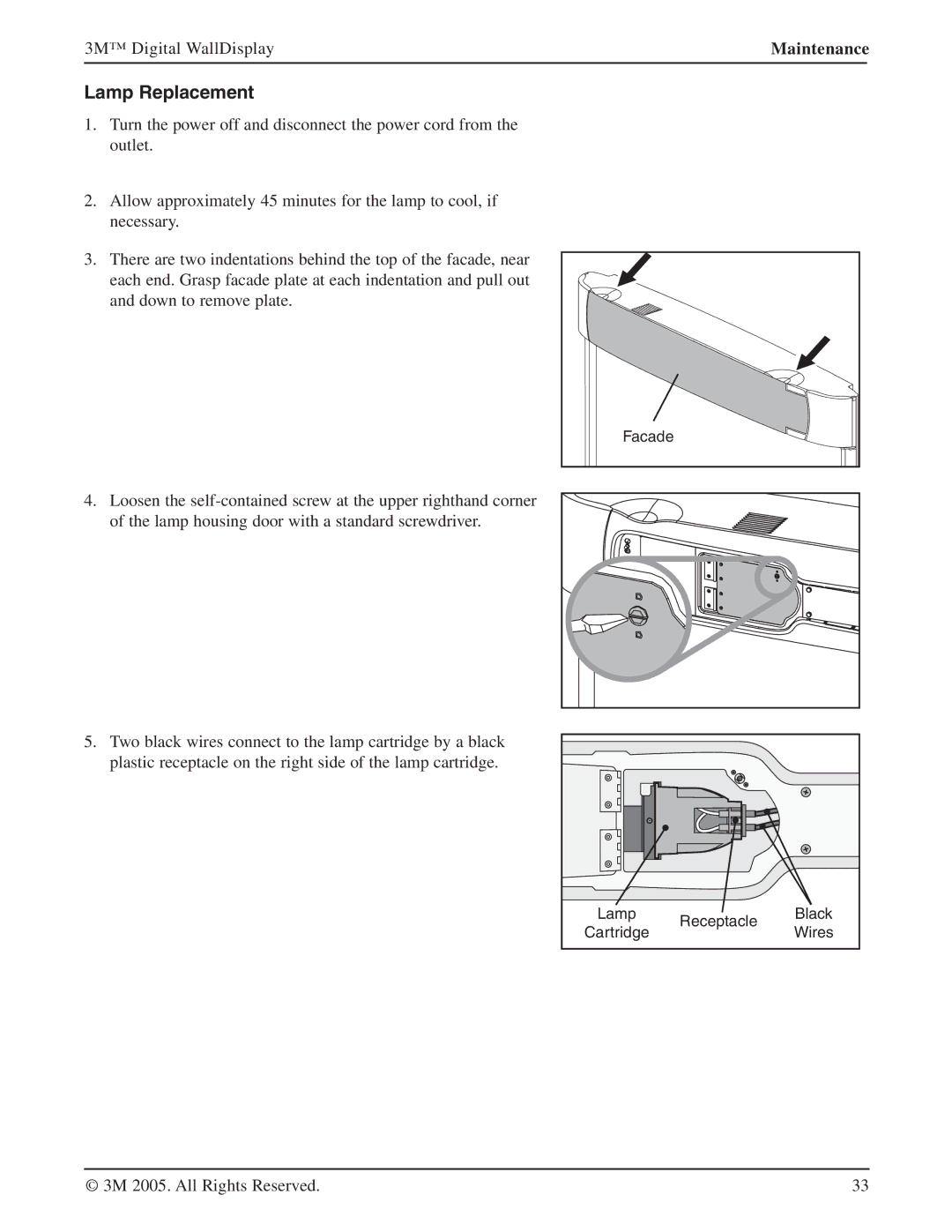 3M 9000PD manual Lamp Replacement 