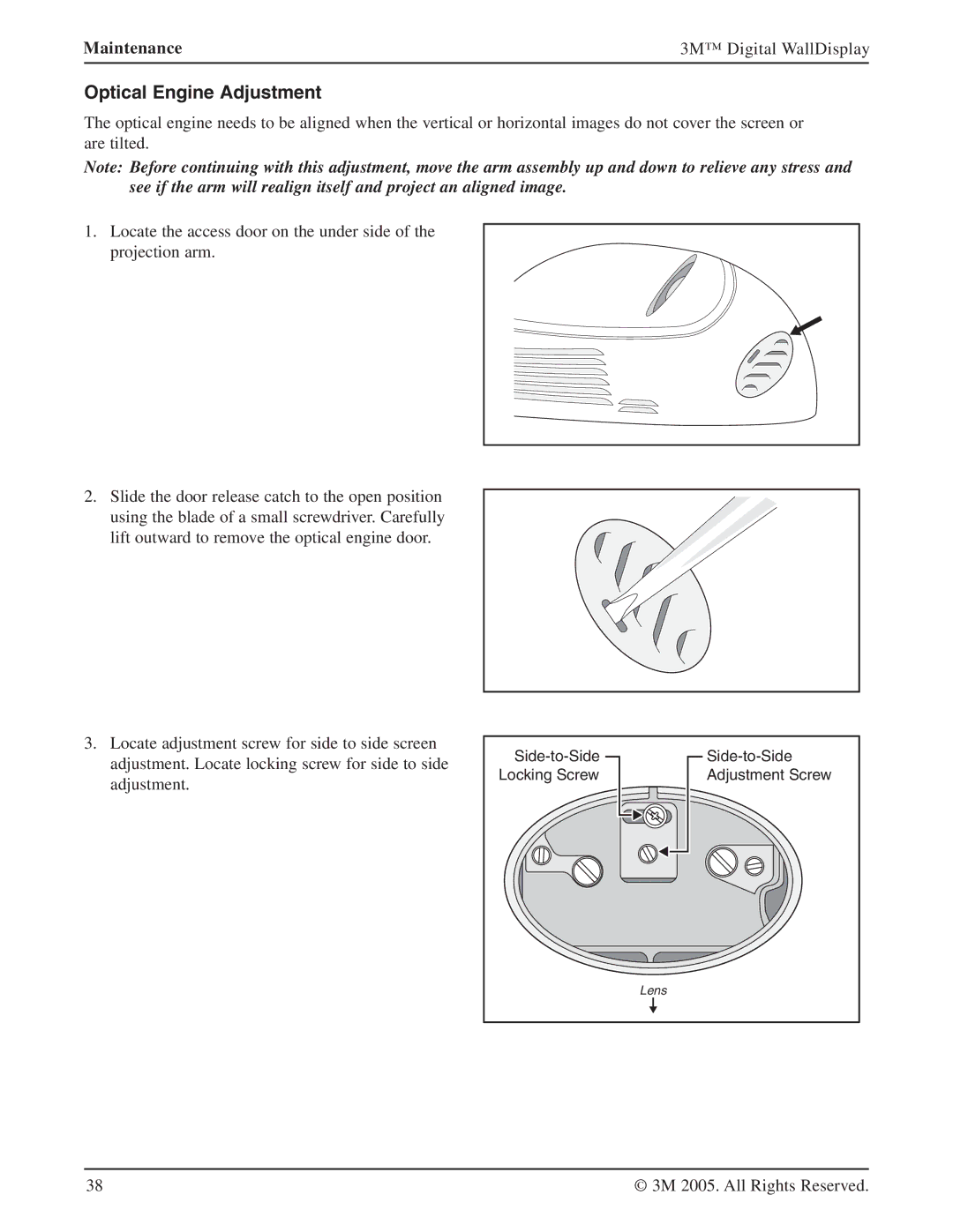 3M 9000PD manual Optical Engine Adjustment 