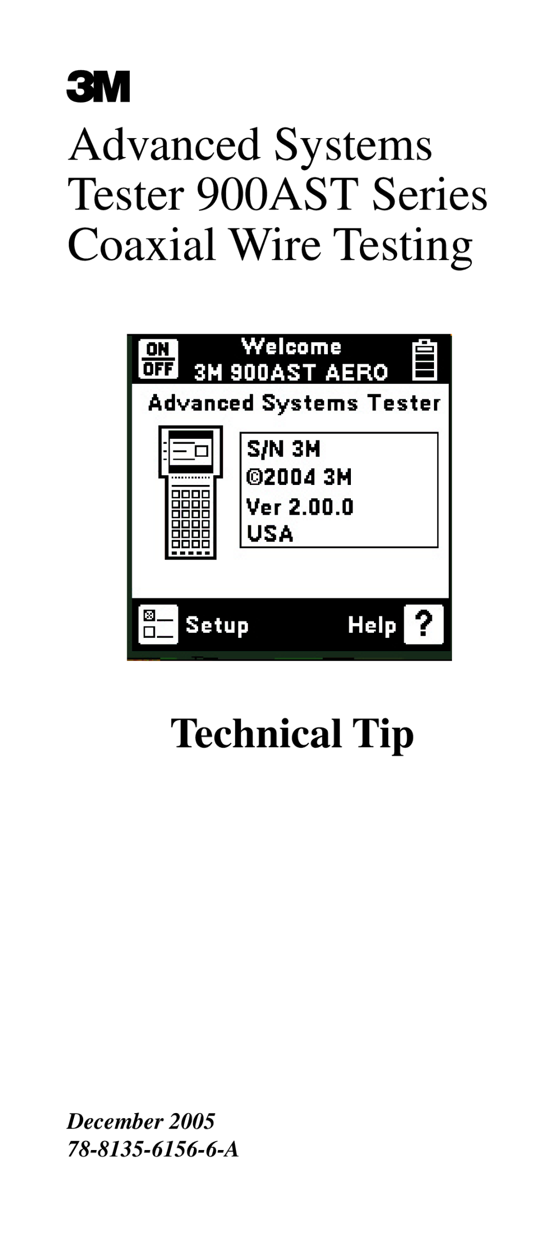 3M manual Advanced Systems Tester 900AST Series Coaxial Wire Testing, December 78-8135-6156-6-A 