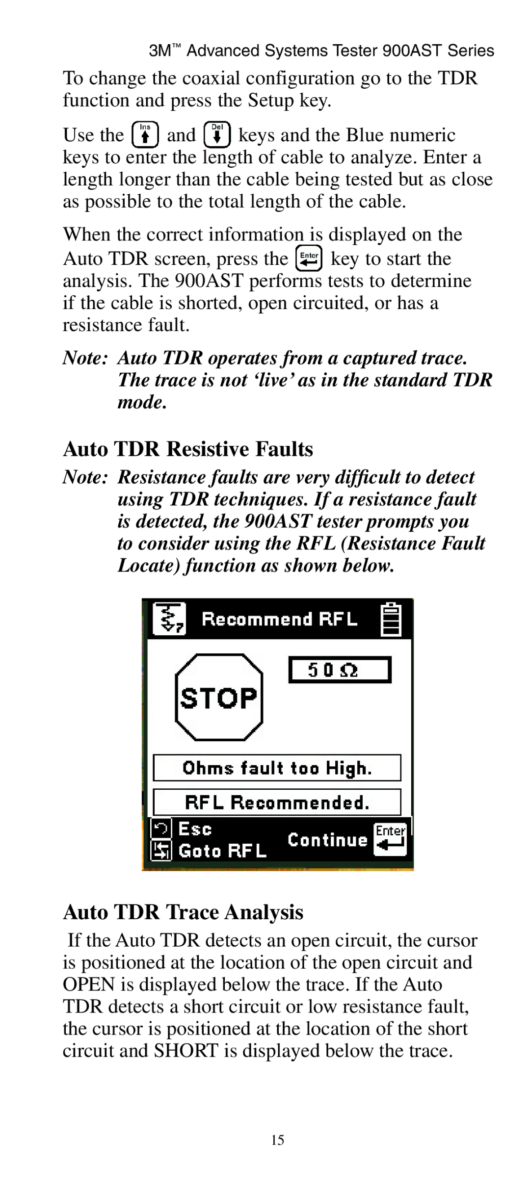 3M 900AST manual Auto TDR Resistive Faults Auto TDR Trace Analysis 