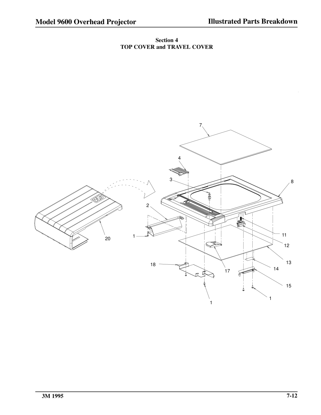 3M 9600 manual Section TOP Cover and Travel Cover 