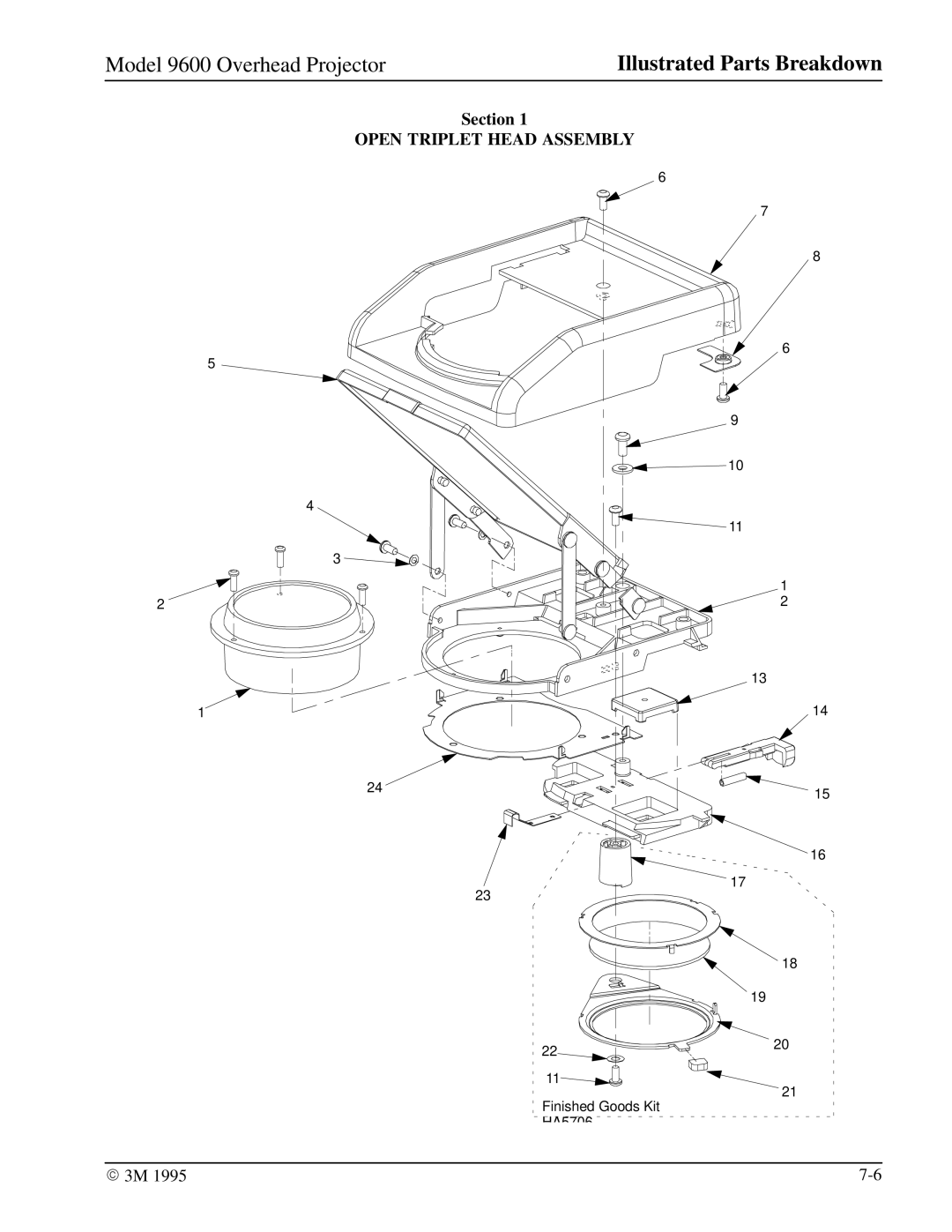 3M 9600 manual Open Triplet Head Assembly 