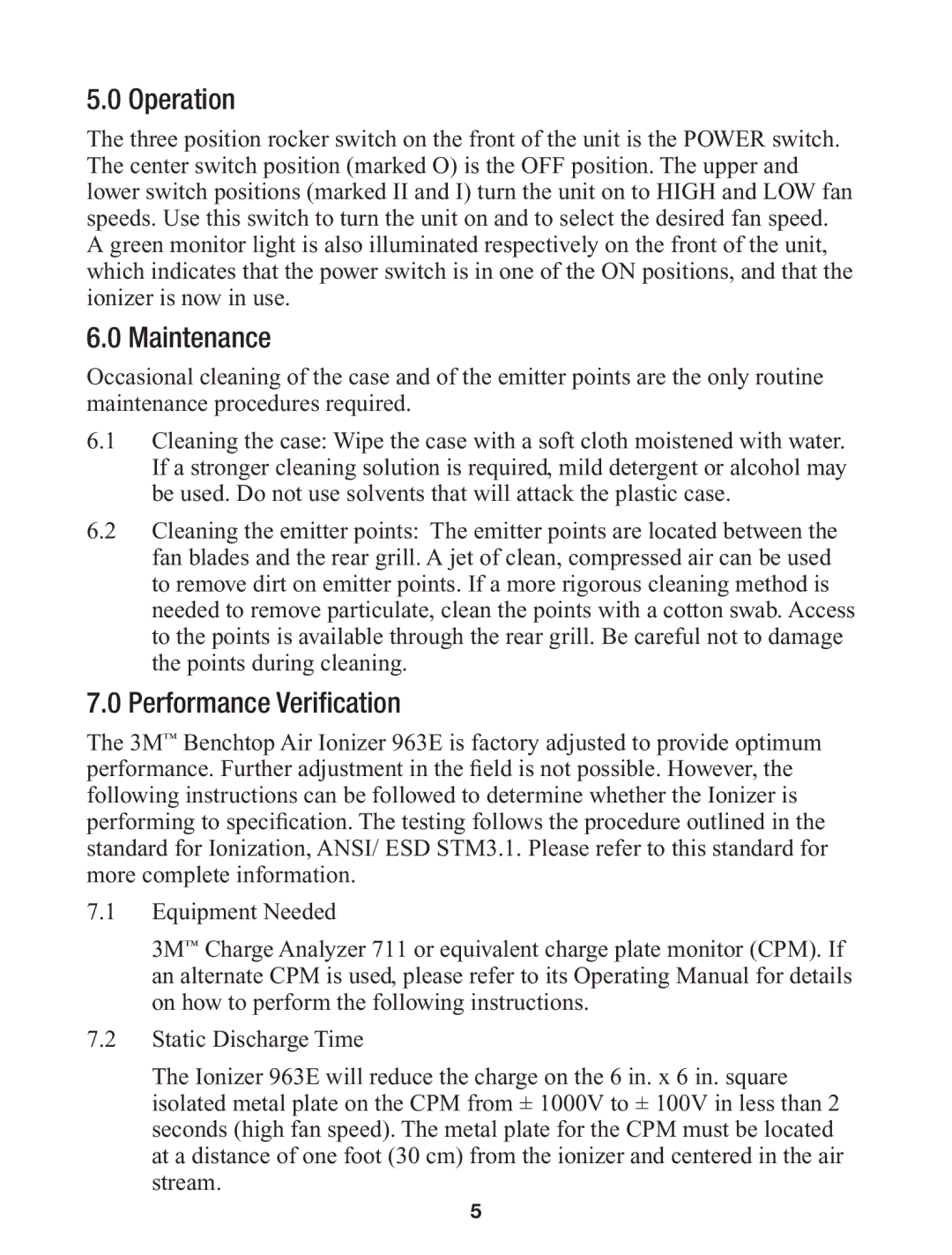 3M 963E manual Operation, Maintenance, Performance Verification 