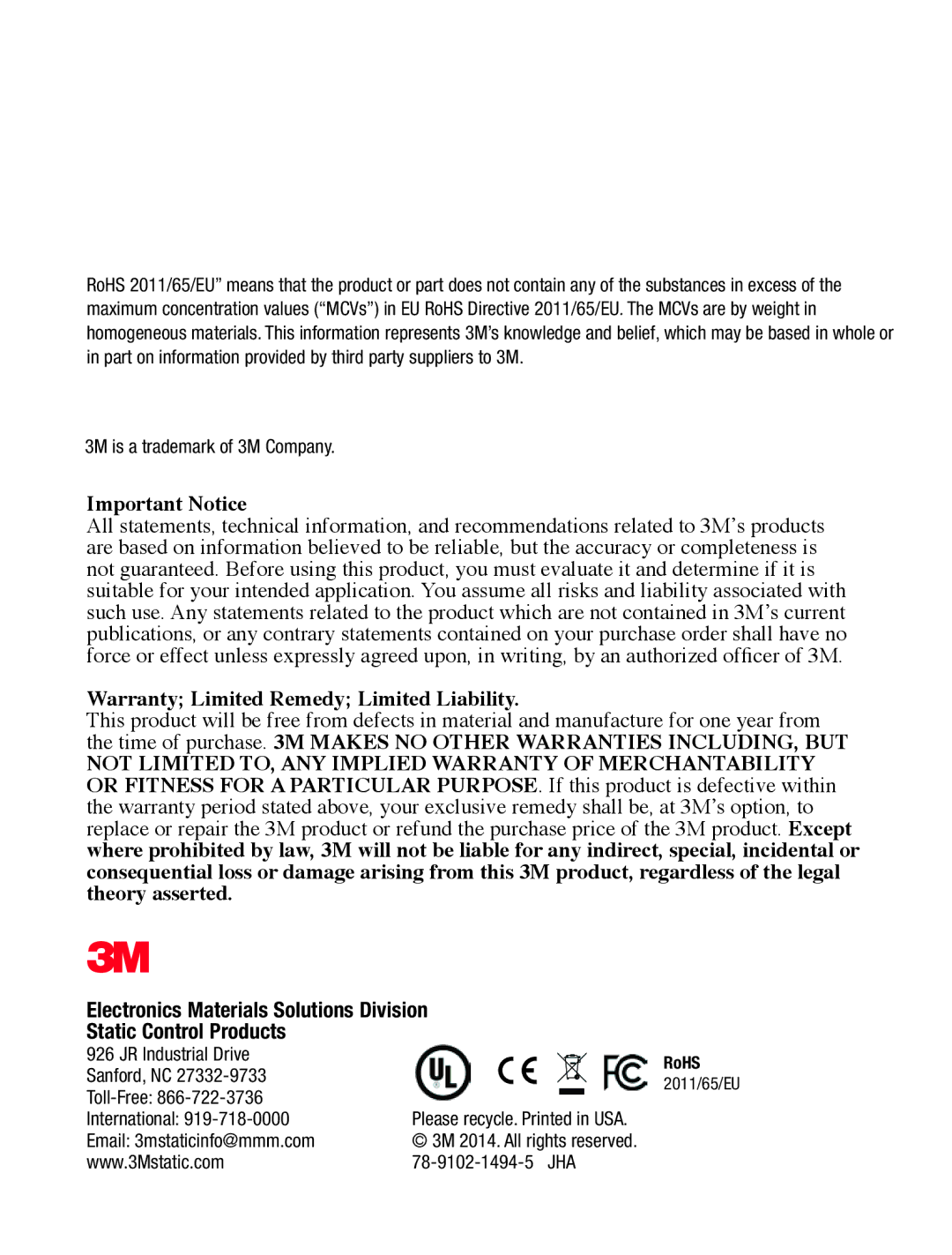 3M 963E manual Important Notice 