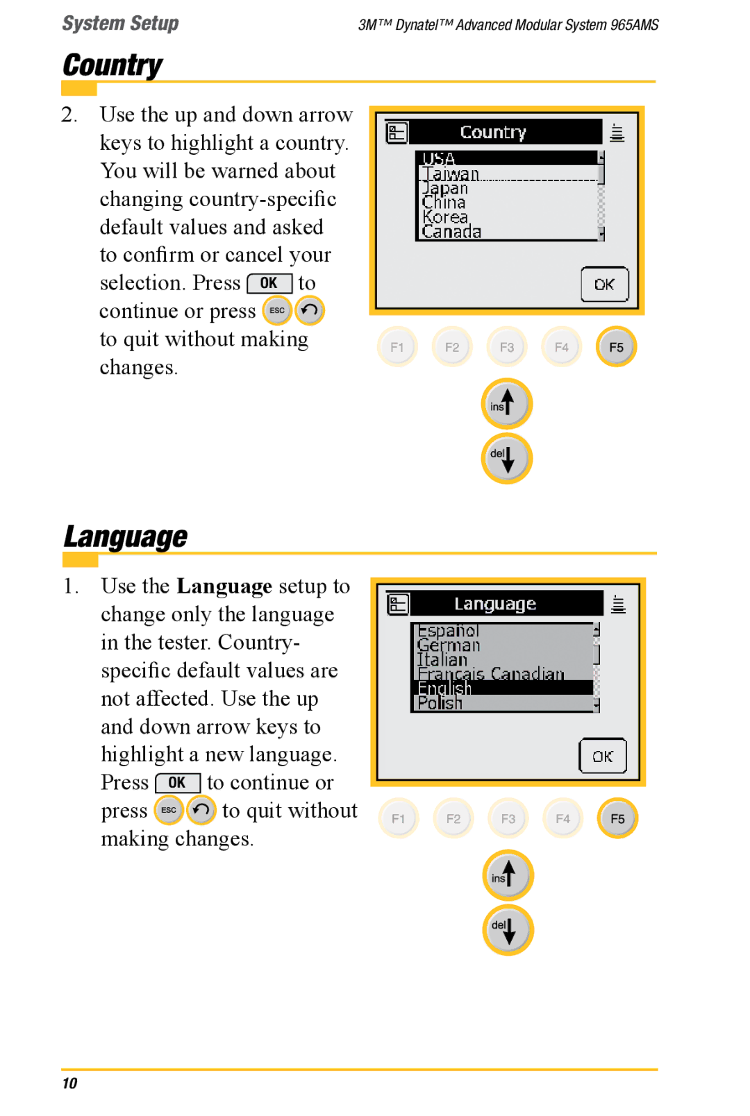 3M 965AMS manual Language 