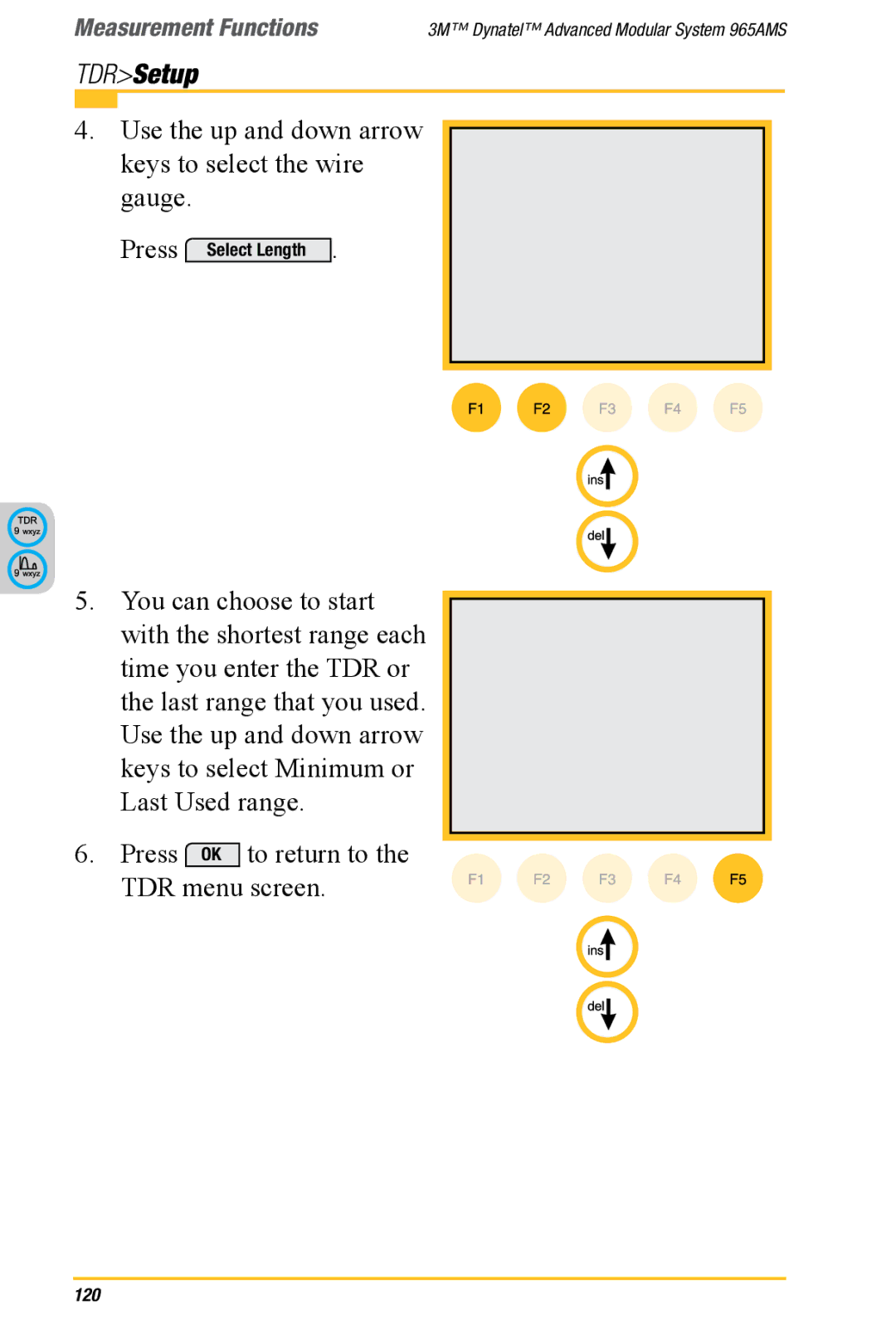 3M 965AMS manual Use the up and down arrow keys to select the wire gauge 