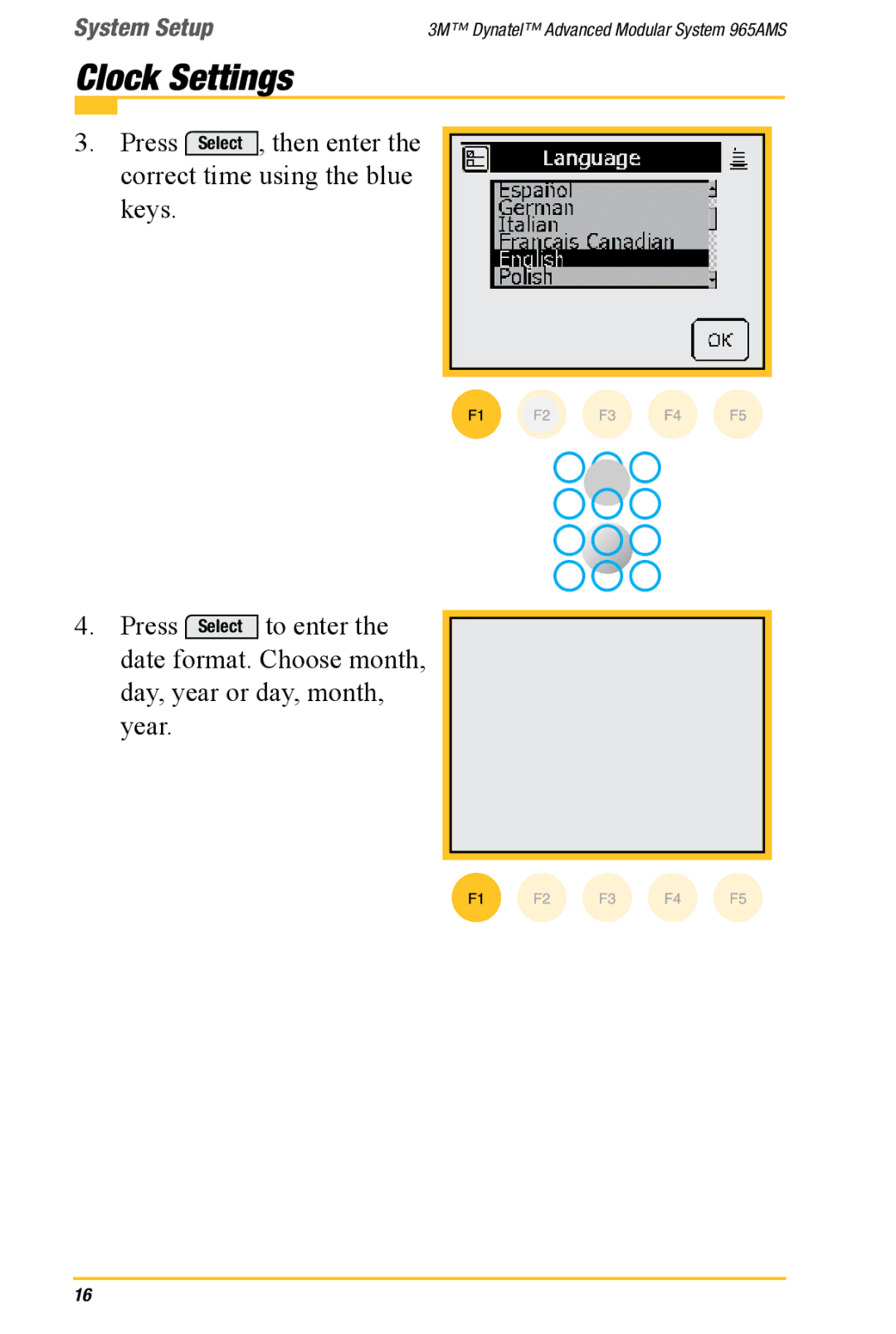 3M 965AMS manual Clock Settings 