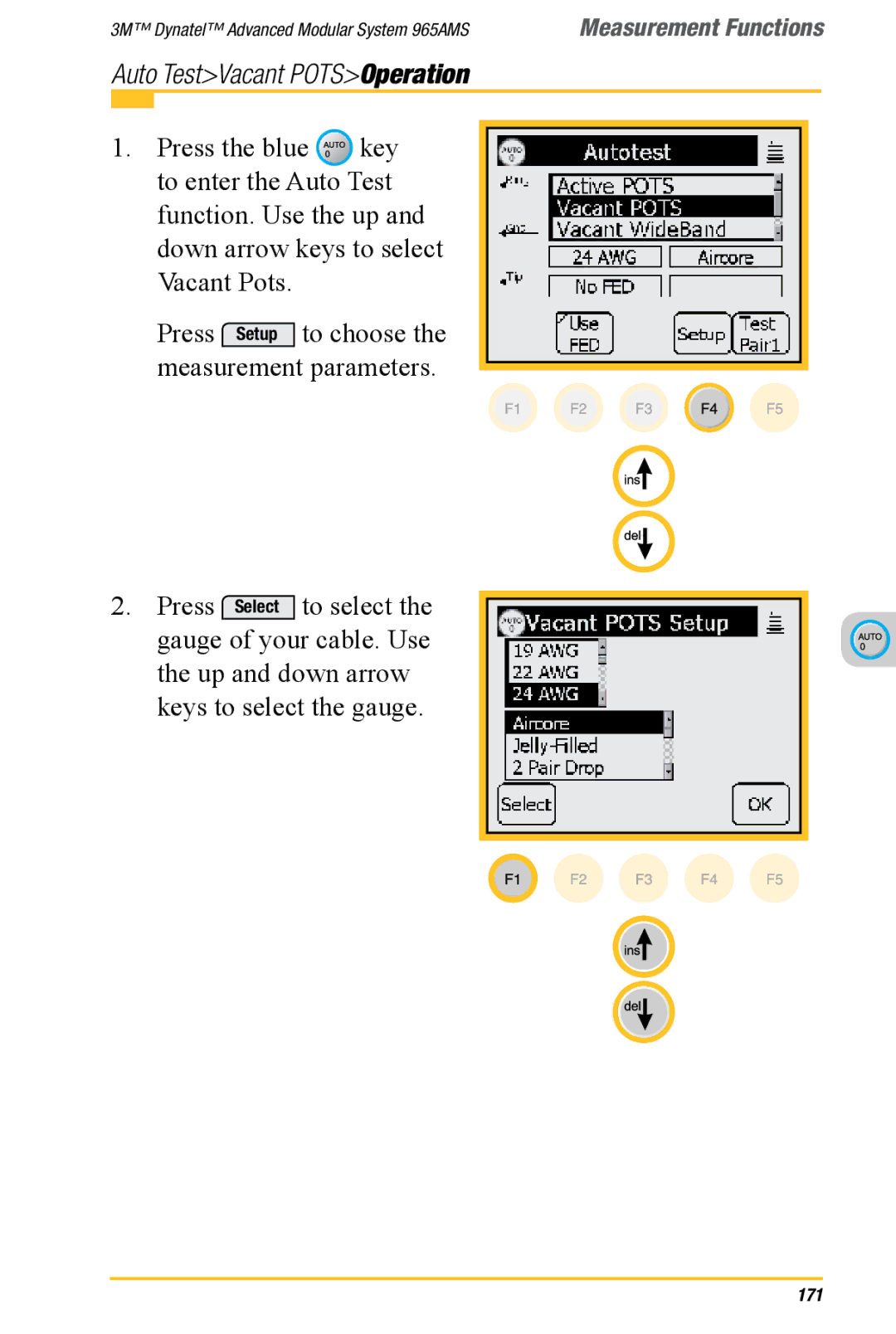 3M 965AMS manual Auto TestVacant POTSOperation 