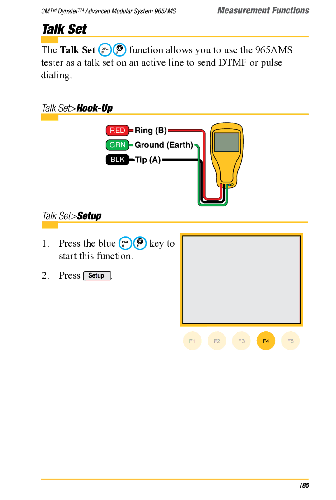 3M 965AMS manual Talk SetHook-Up, Talk SetSetup 