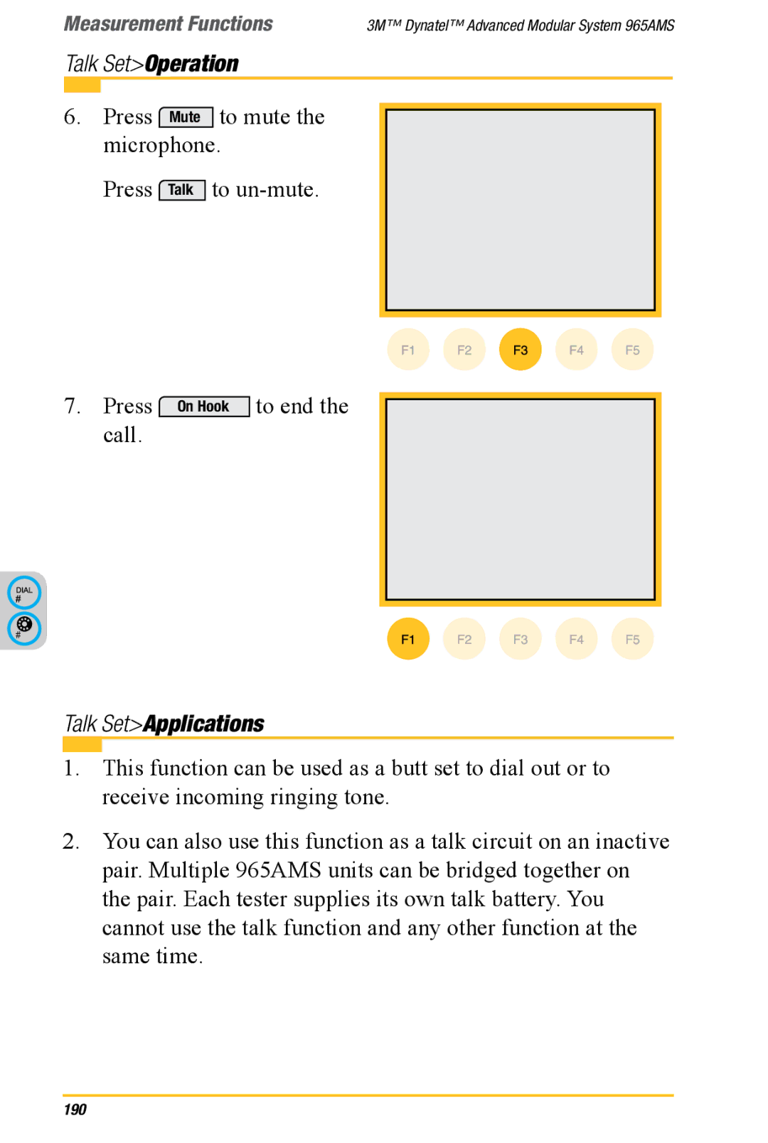 3M 965AMS manual Talk SetApplications 