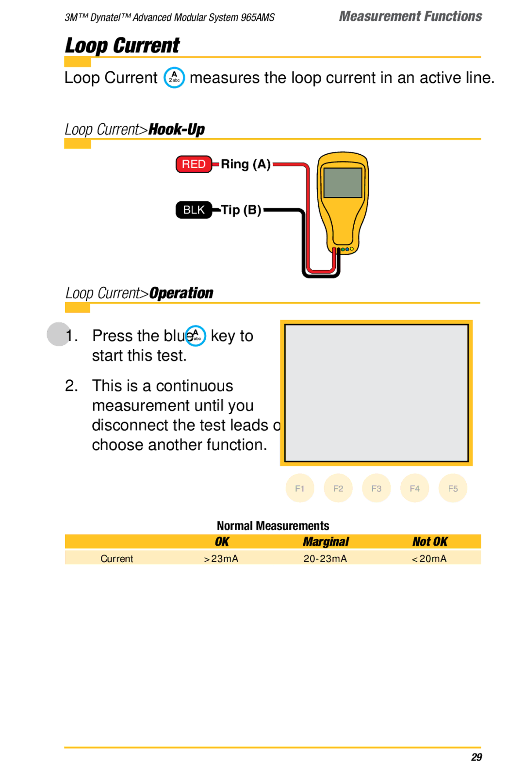 3M 965AMS manual Loop CurrentHook-Up, Loop CurrentOperation 