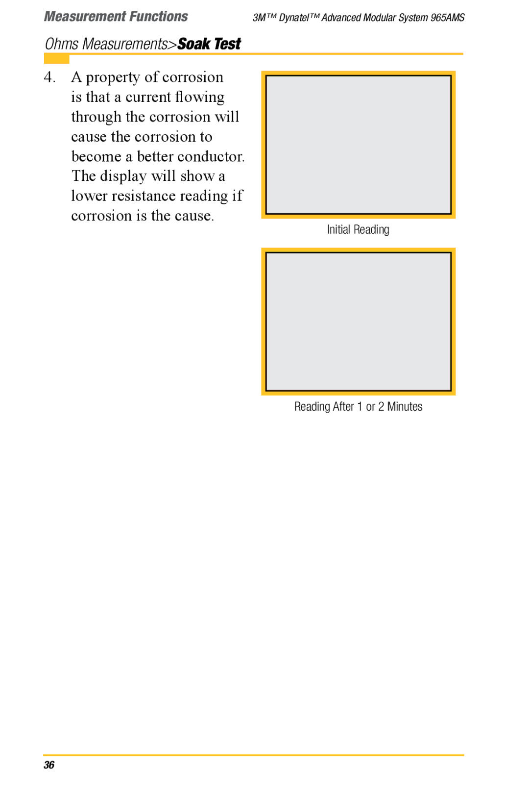 3M 965AMS manual Initial Reading Reading After 1 or 2 Minutes 