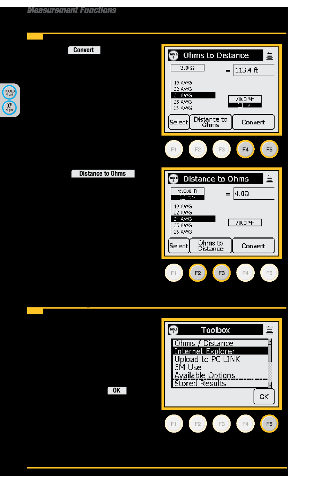 3M 965AMS manual Internet Explorer, Toolbox>Ohms-to-DistanceCalculator>Operation, Press Convert to find the, distance 