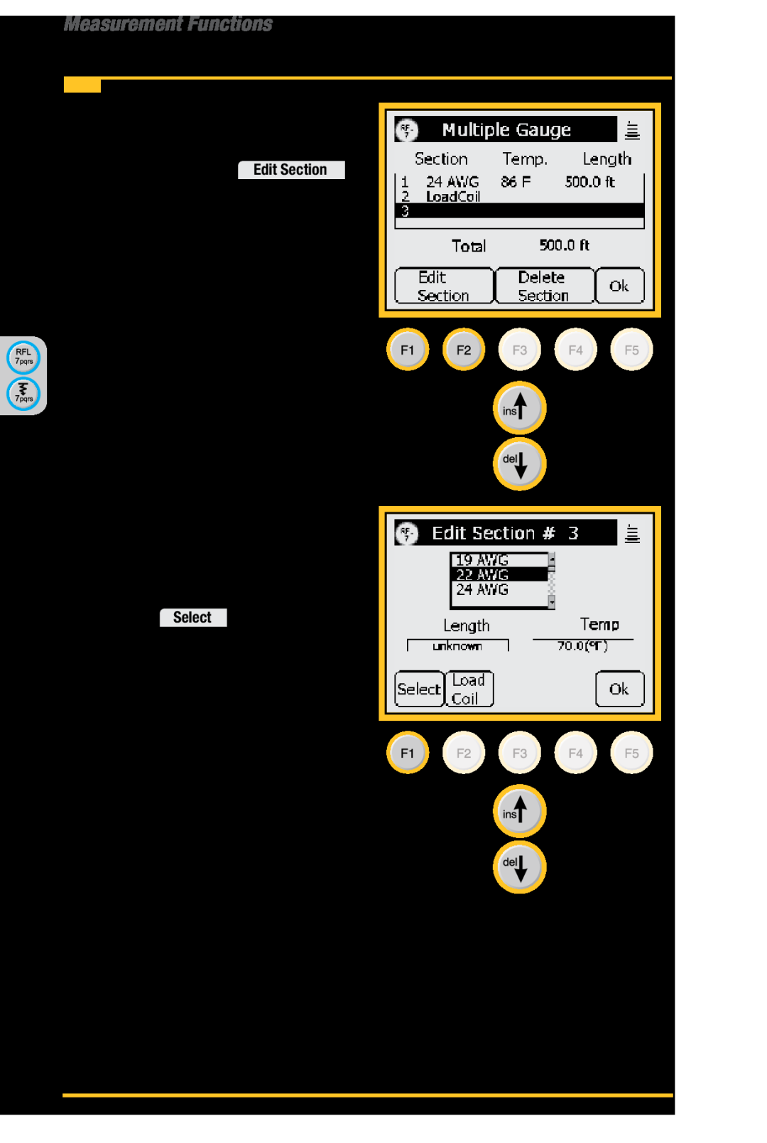 3M 965AMS manual RFL>Separate-Pair, Multi-SectionOperation, Use the up and down arrow keys to select the next 