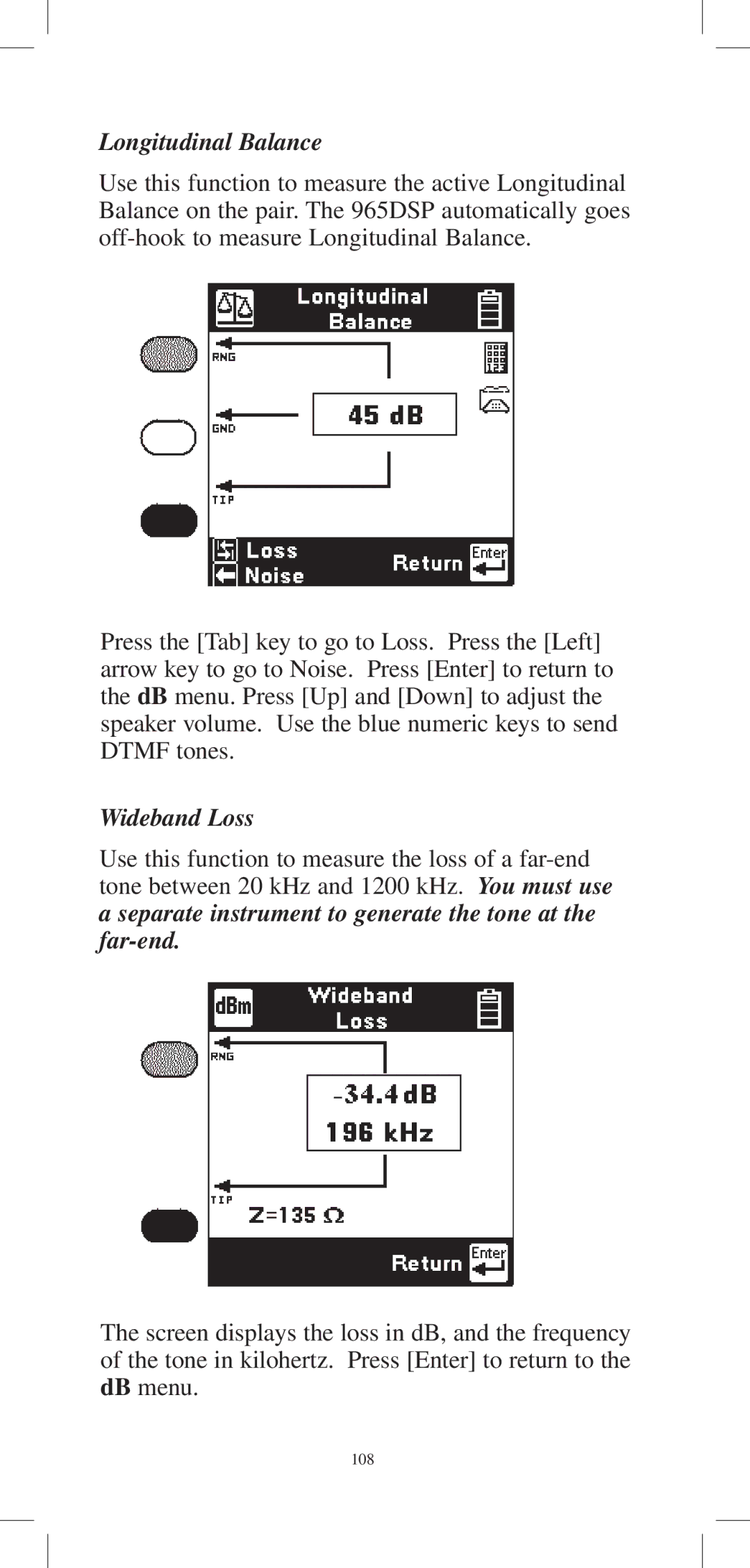 3M 965DPS instruction manual Longitudinal Balance, Wideband Loss 