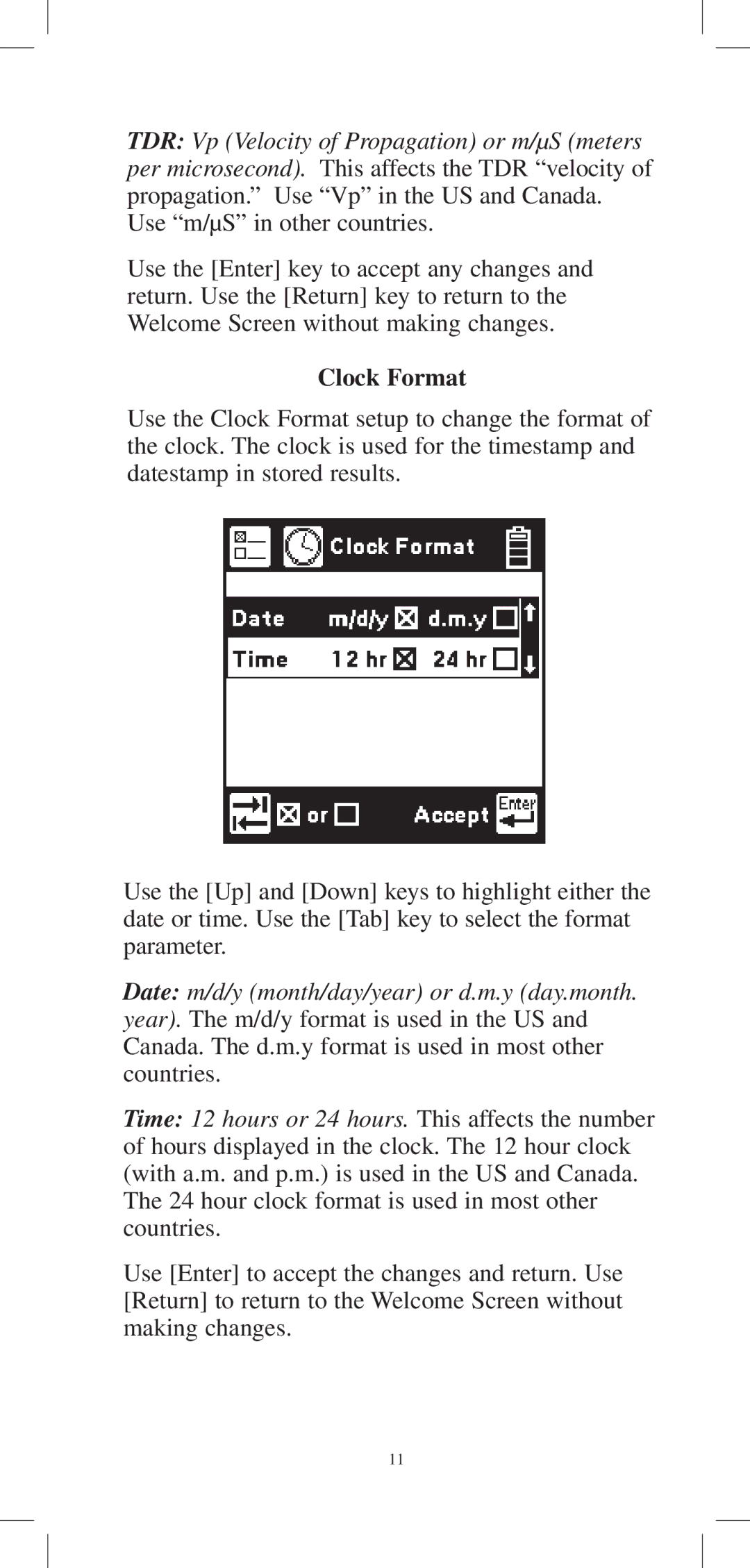 3M 965DPS instruction manual Clock Format 