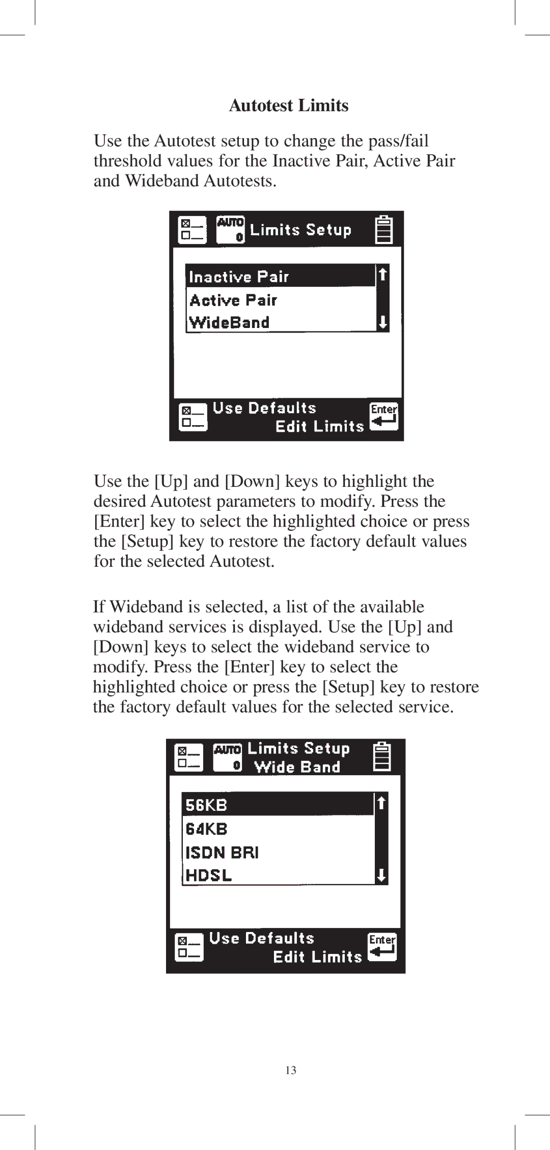 3M 965DPS instruction manual Autotest Limits 