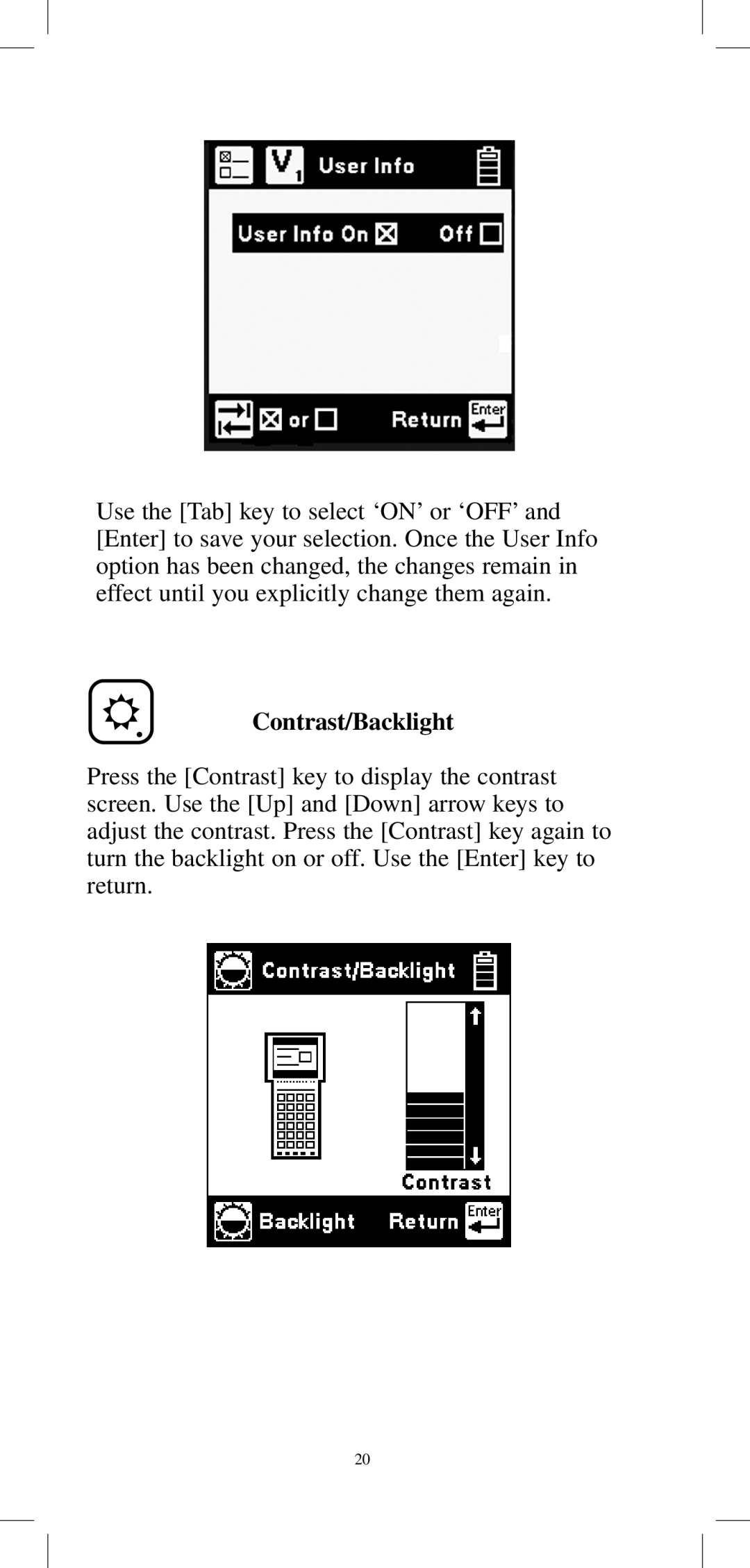 3M 965DPS instruction manual Contrast/Backlight 