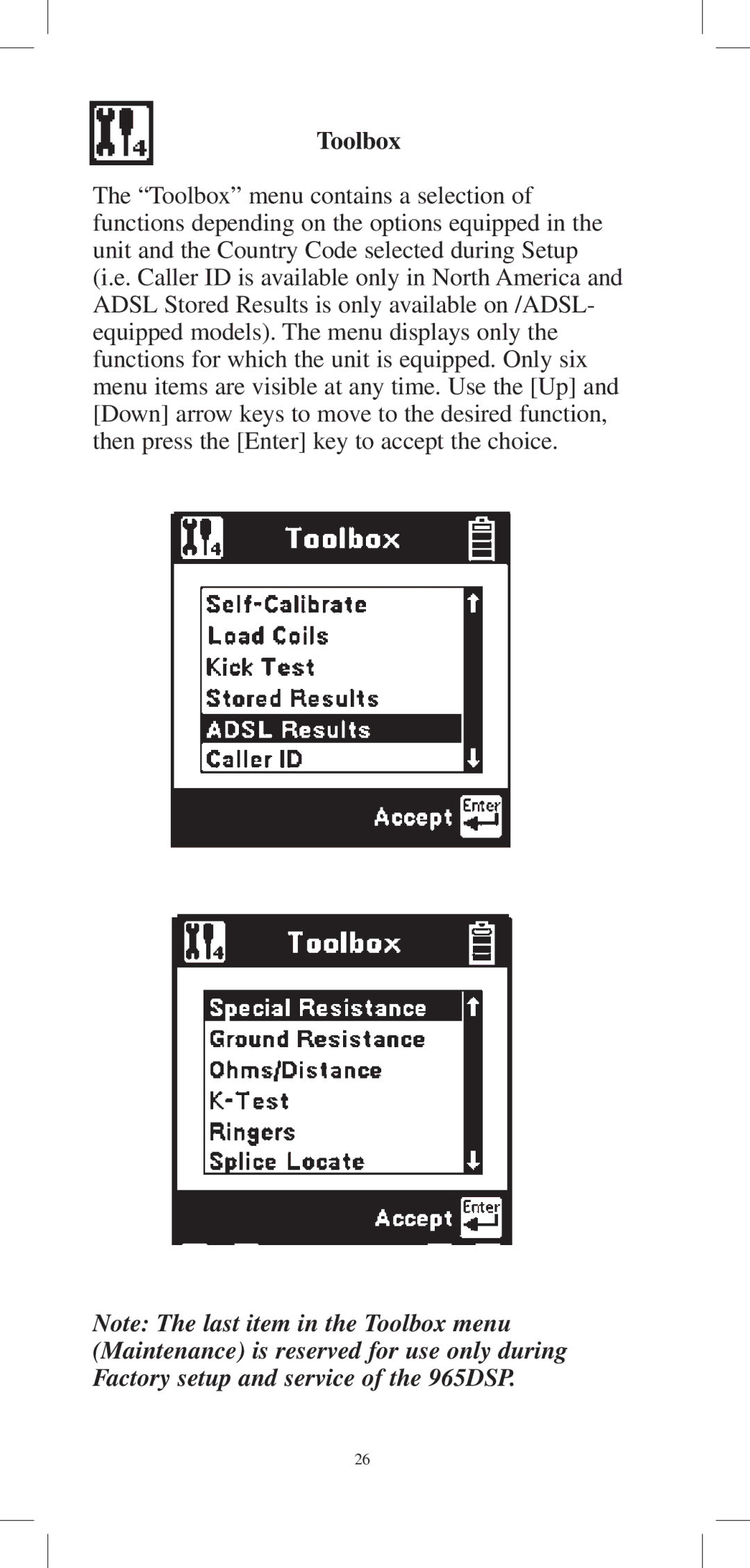 3M 965DPS instruction manual Toolbox 