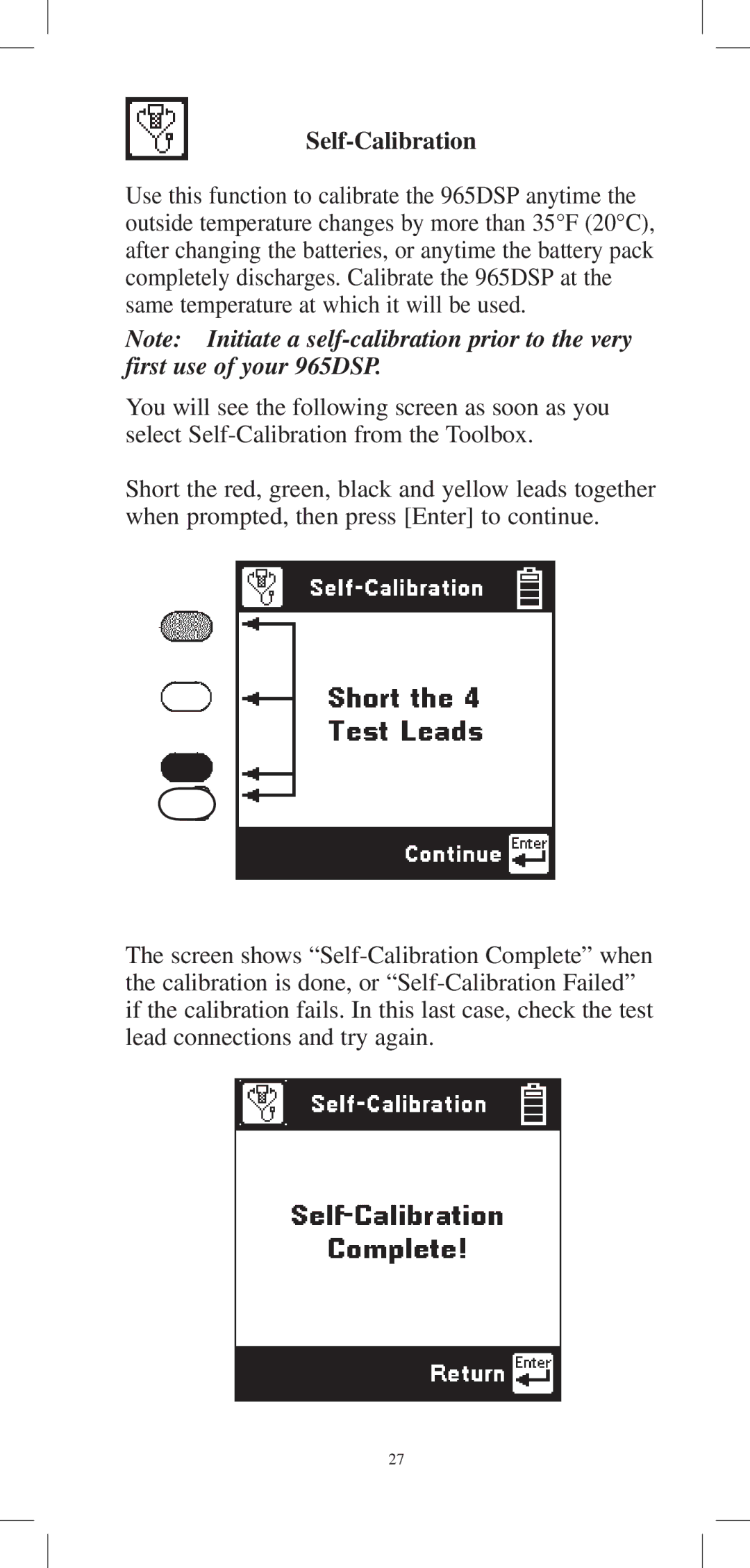 3M 965DPS instruction manual Self-Calibration 