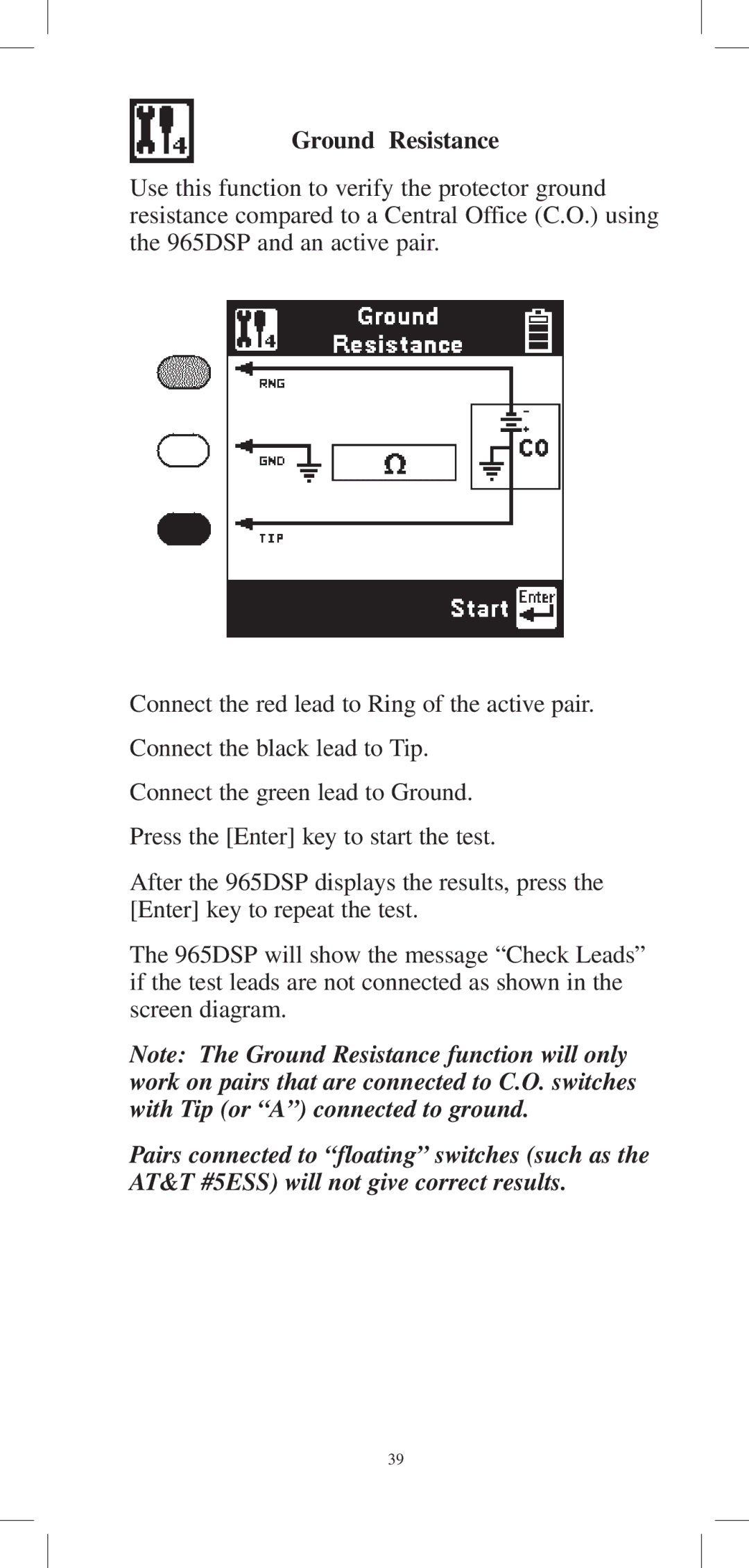 3M 965DPS instruction manual Ground Resistance 