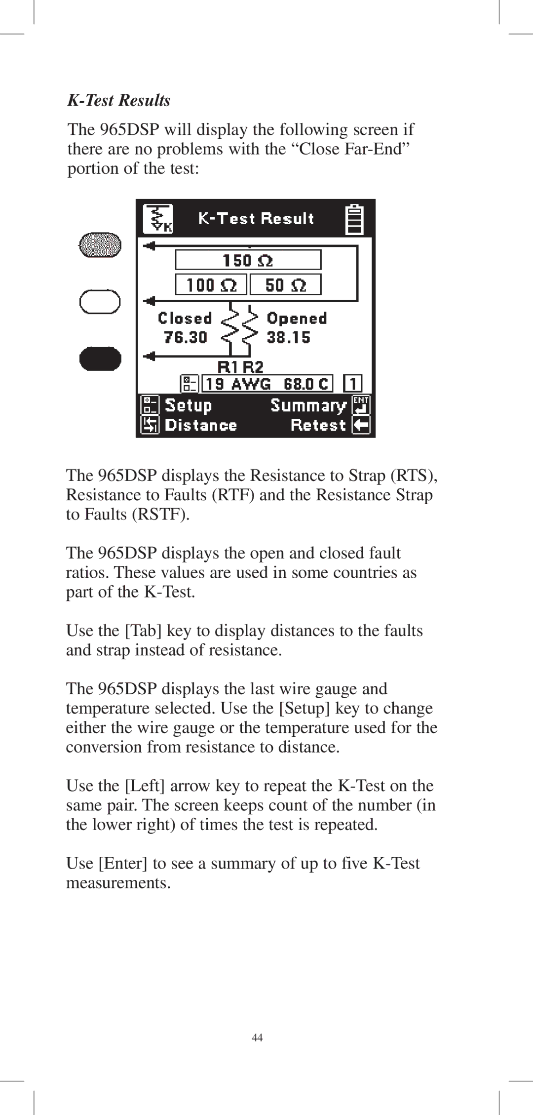 3M 965DPS instruction manual Test Results 