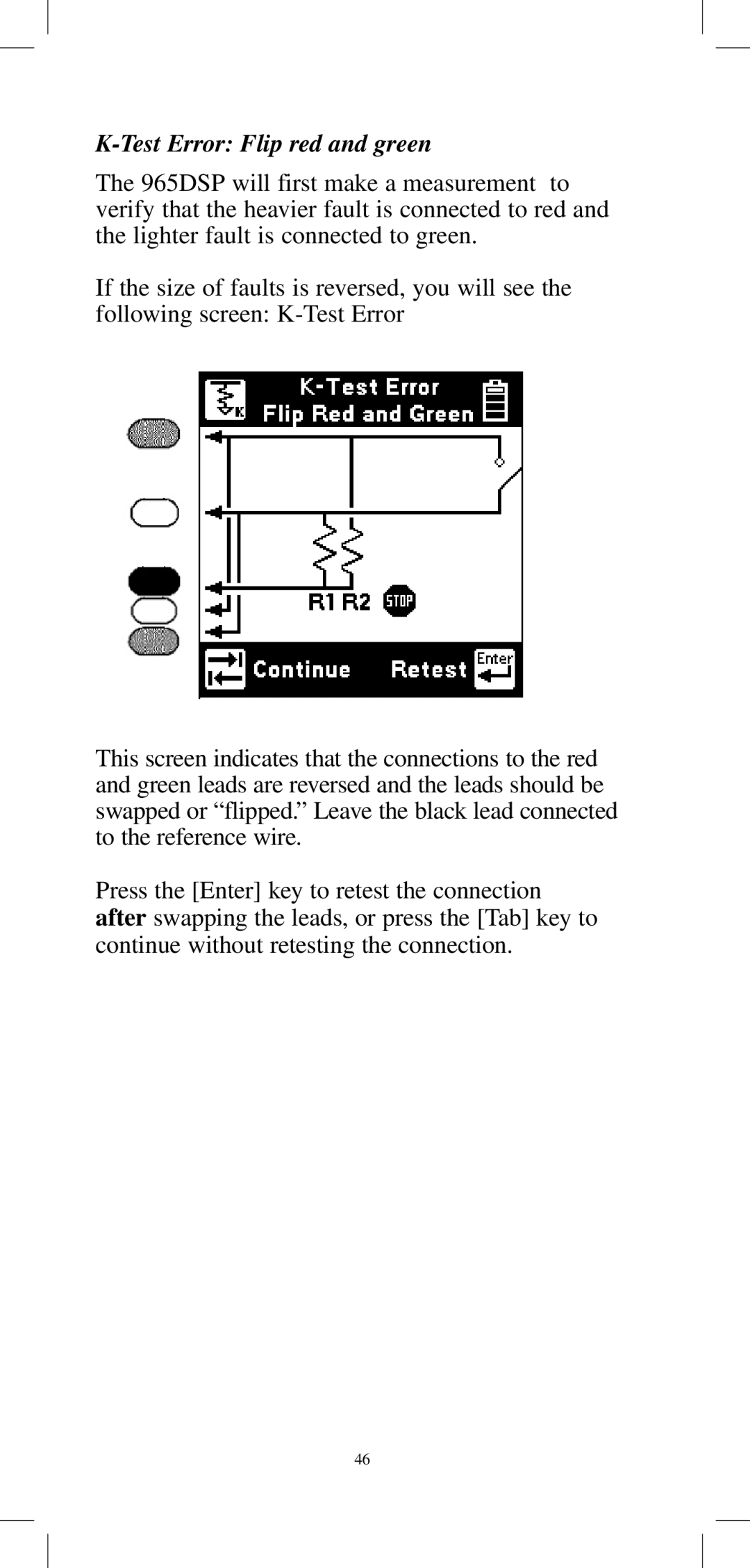 3M 965DPS instruction manual Test Error Flip red and green 