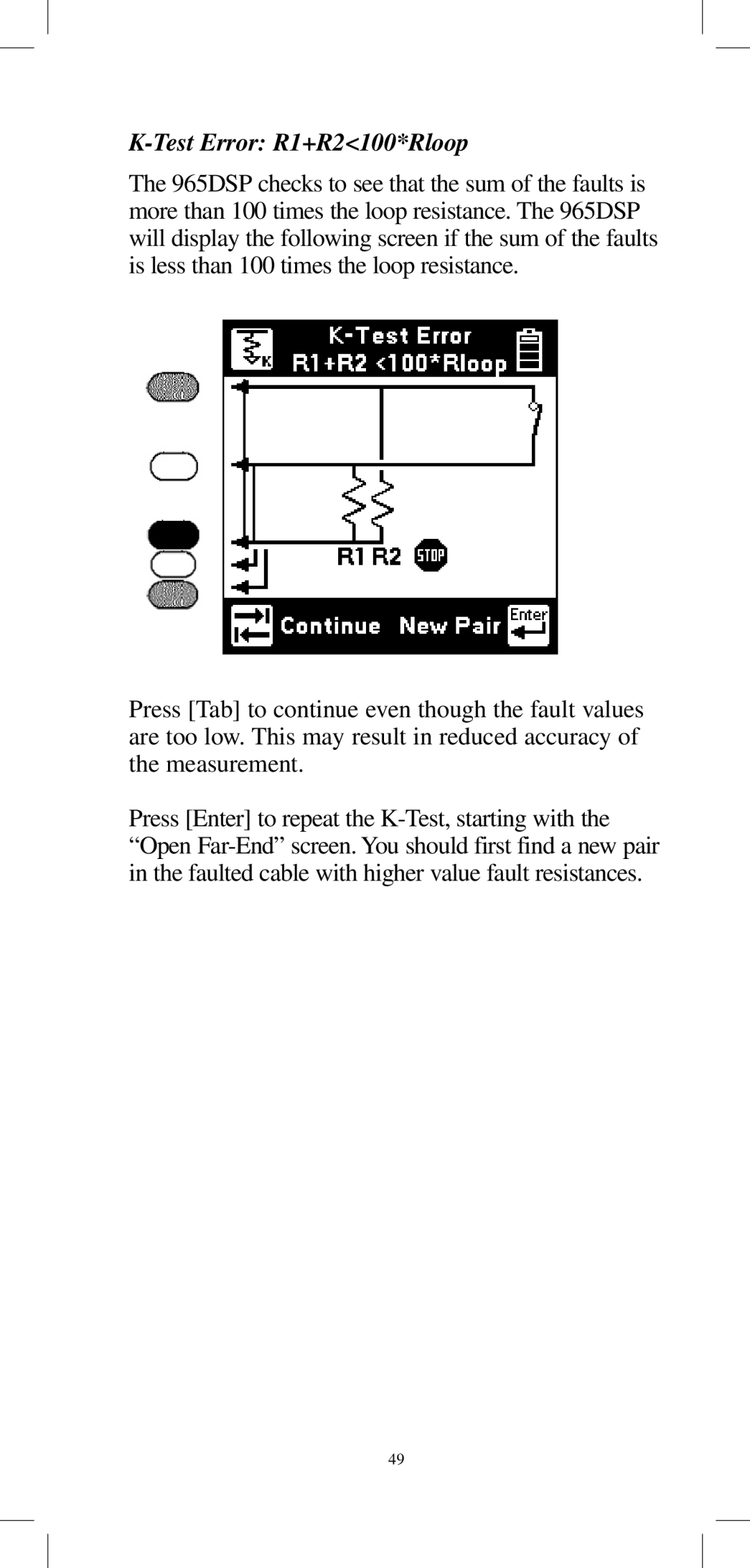 3M 965DPS instruction manual Test Error R1+R2100*Rloop 