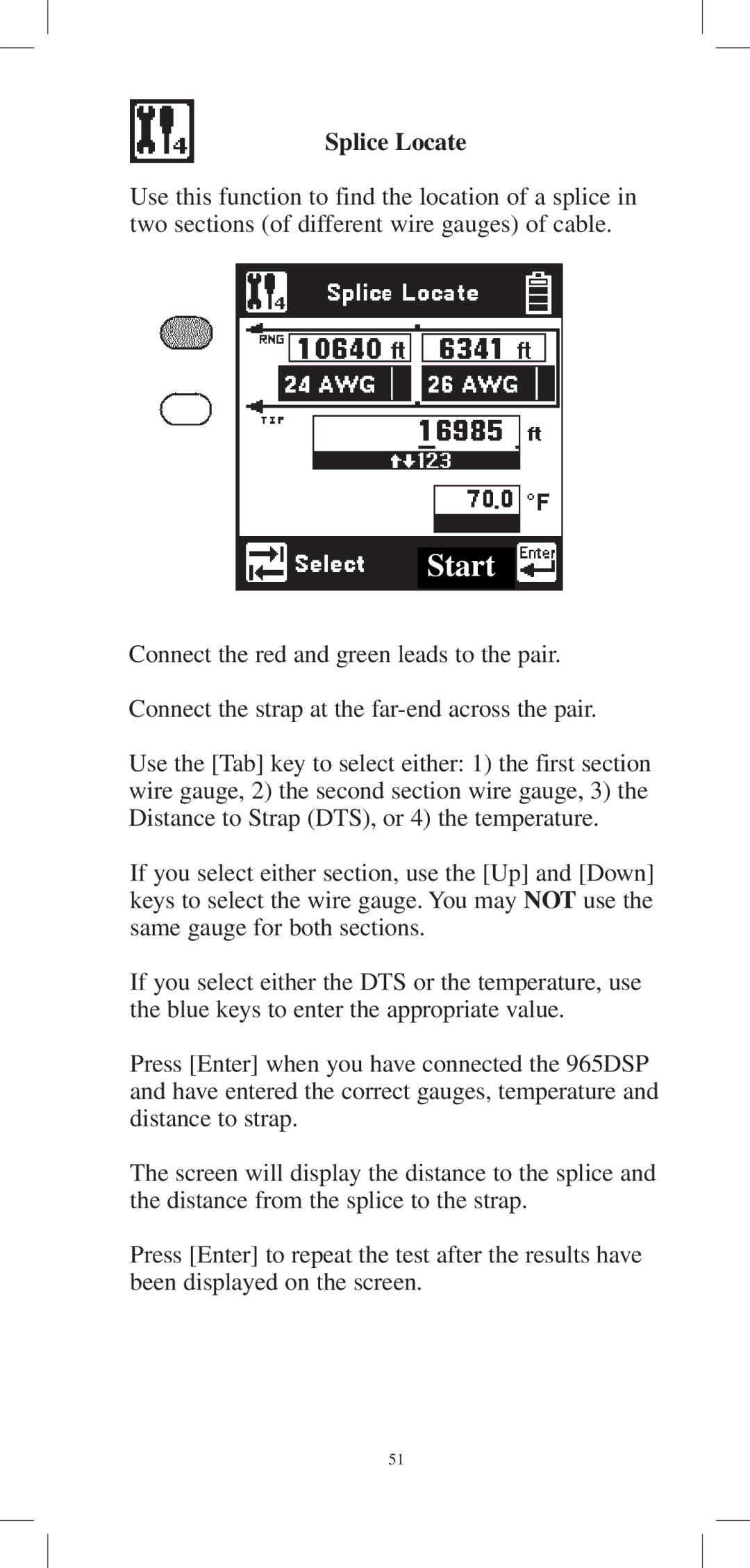 3M 965DPS instruction manual Start, Splice Locate 