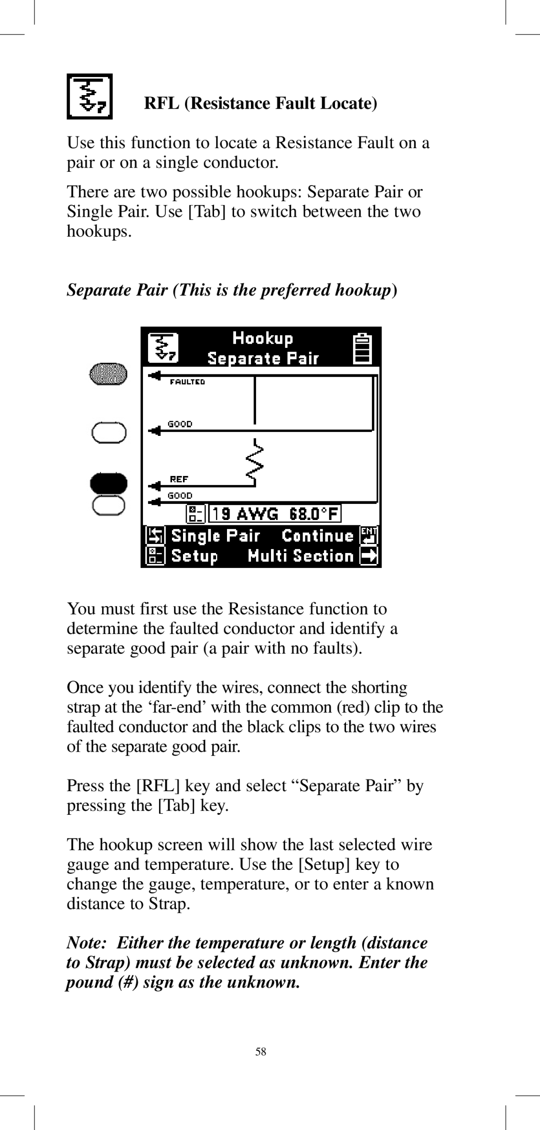 3M 965DPS instruction manual RFL Resistance Fault Locate, Separate Pair This is the preferred hookup 