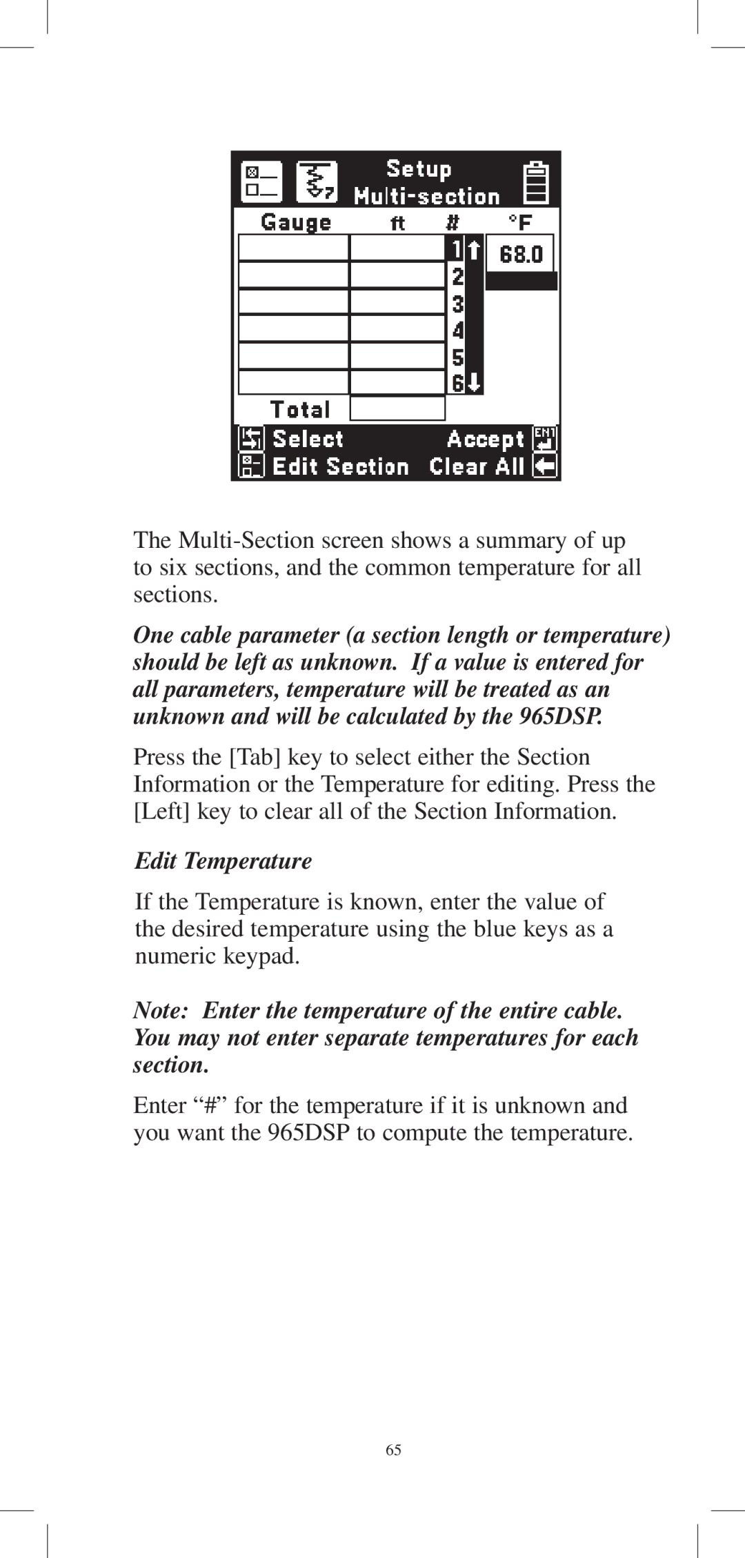 3M 965DPS instruction manual Edit Temperature 