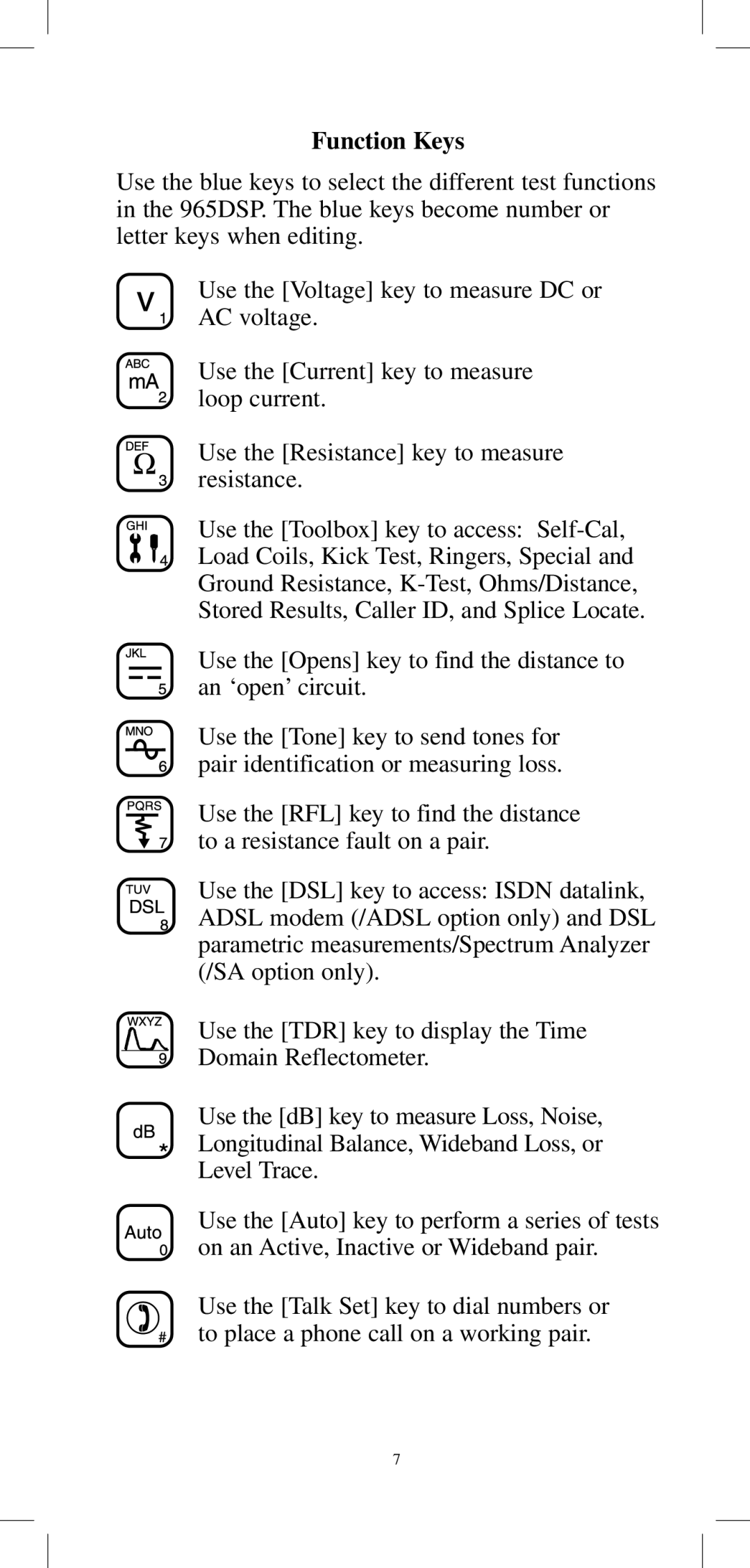 3M 965DPS instruction manual Function Keys 