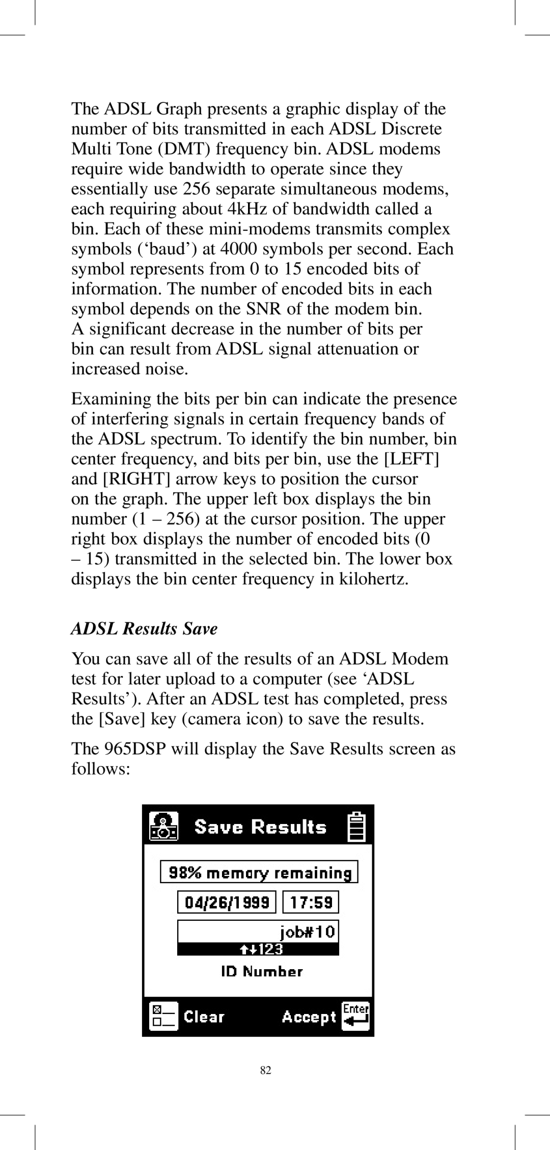 3M 965DPS instruction manual Adsl Results Save 