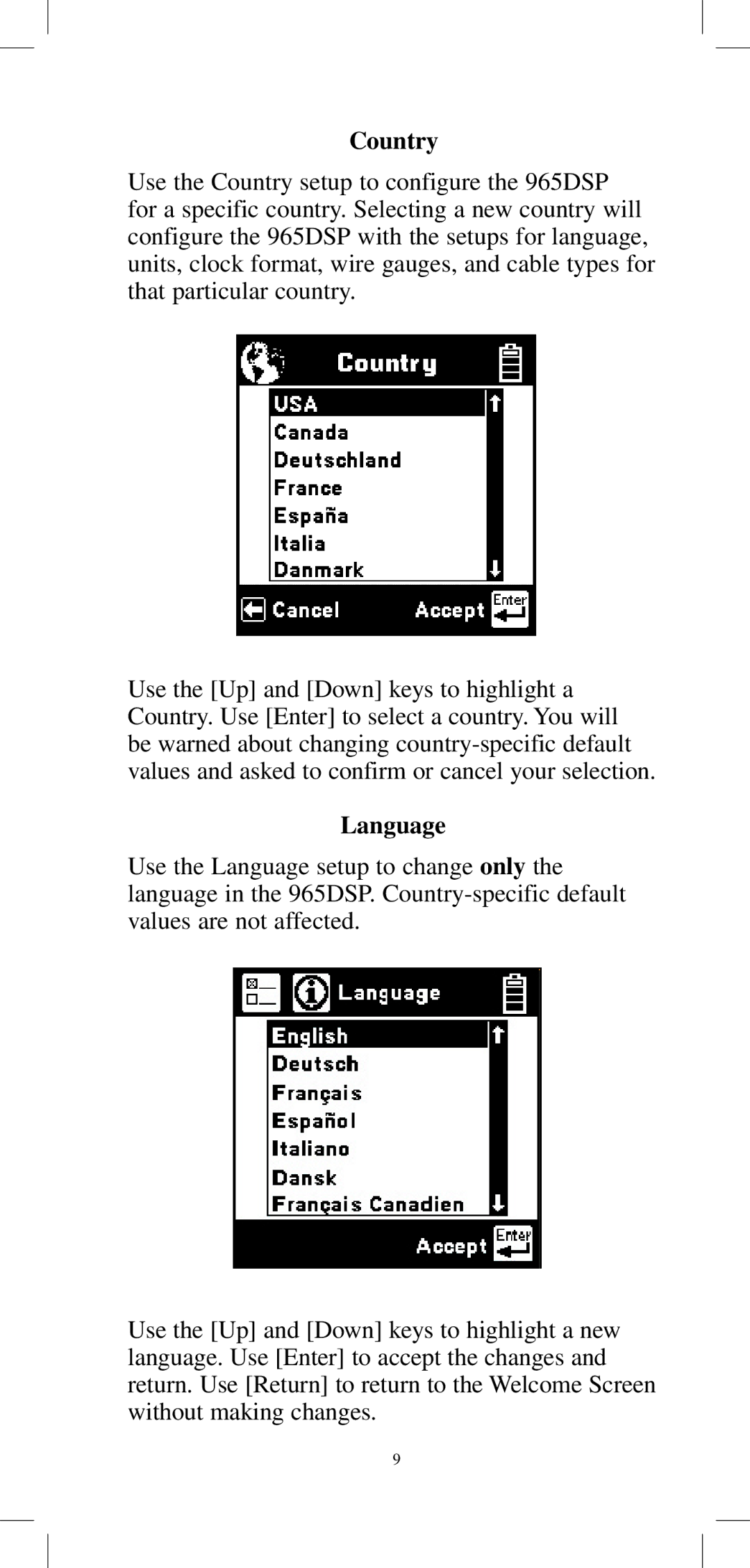 3M 965DPS instruction manual Country, Language 