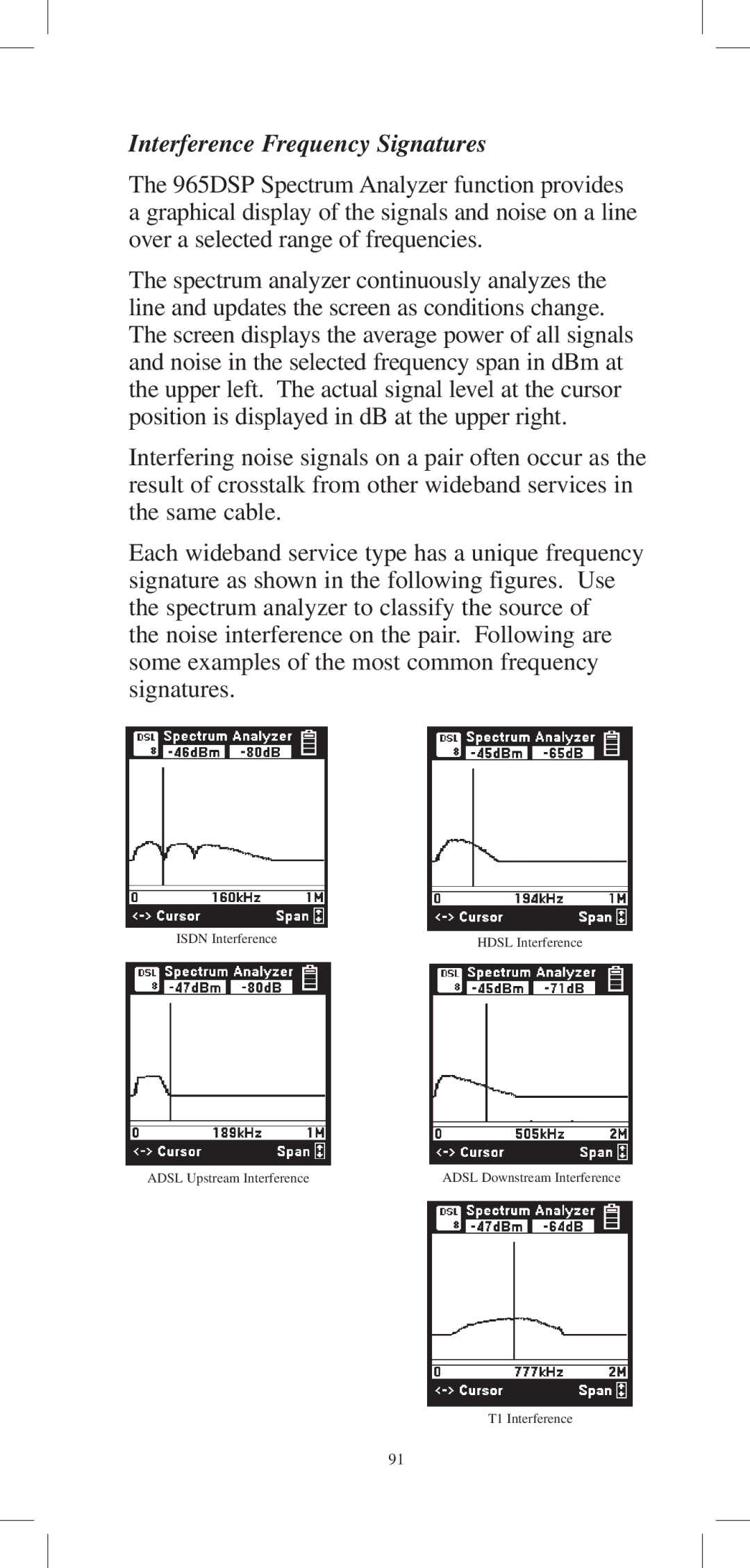 3M 965DPS instruction manual Interference Frequency Signatures 