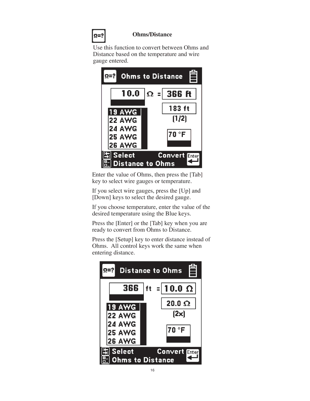 3M 965DSP-B instruction manual Ohms/Distance 