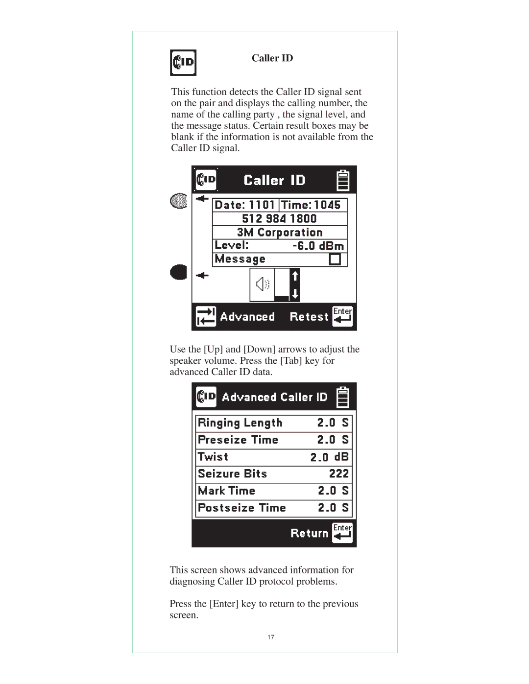 3M 965DSP-B instruction manual Caller ID 